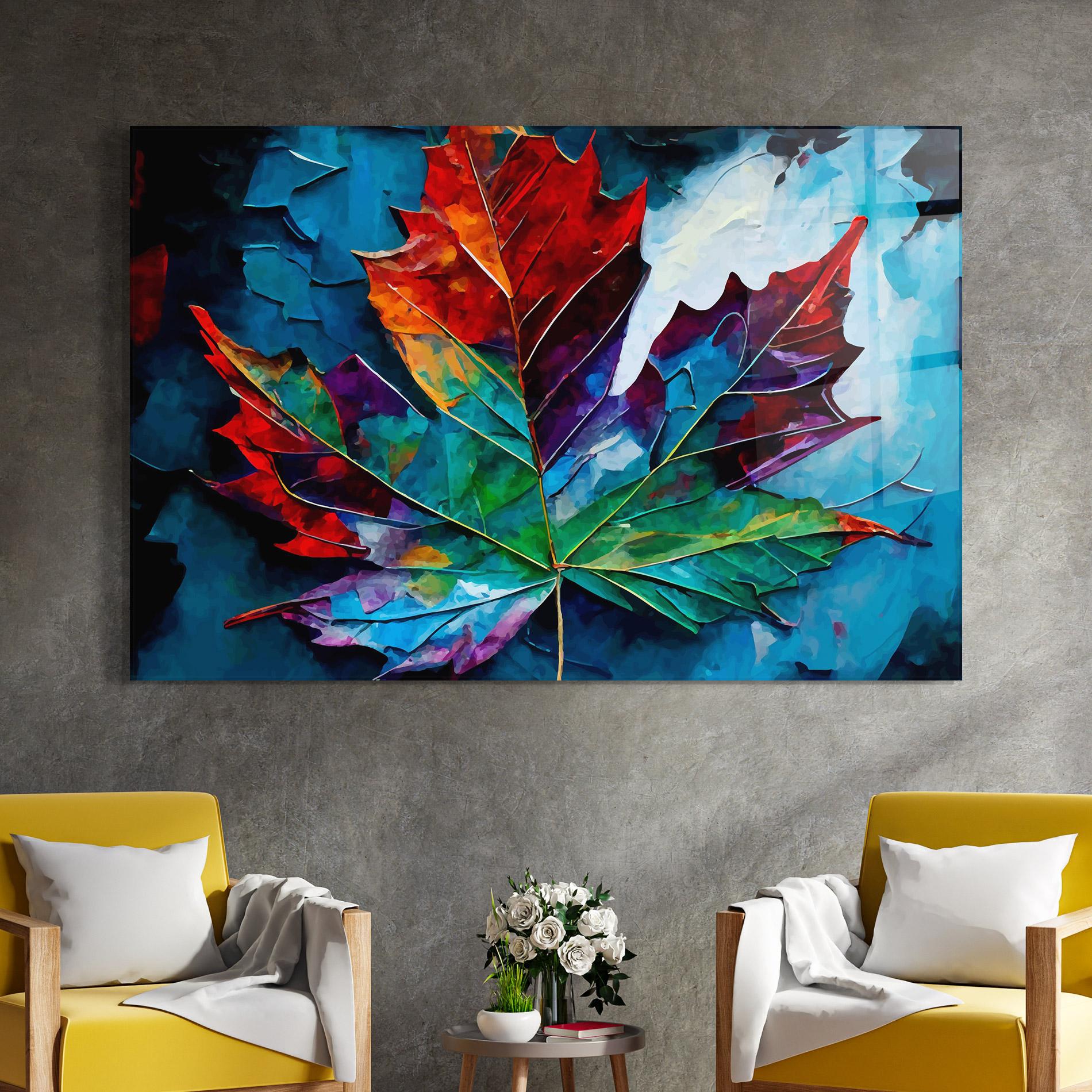 Glasbild Colorful Leaf Mix mockup 4