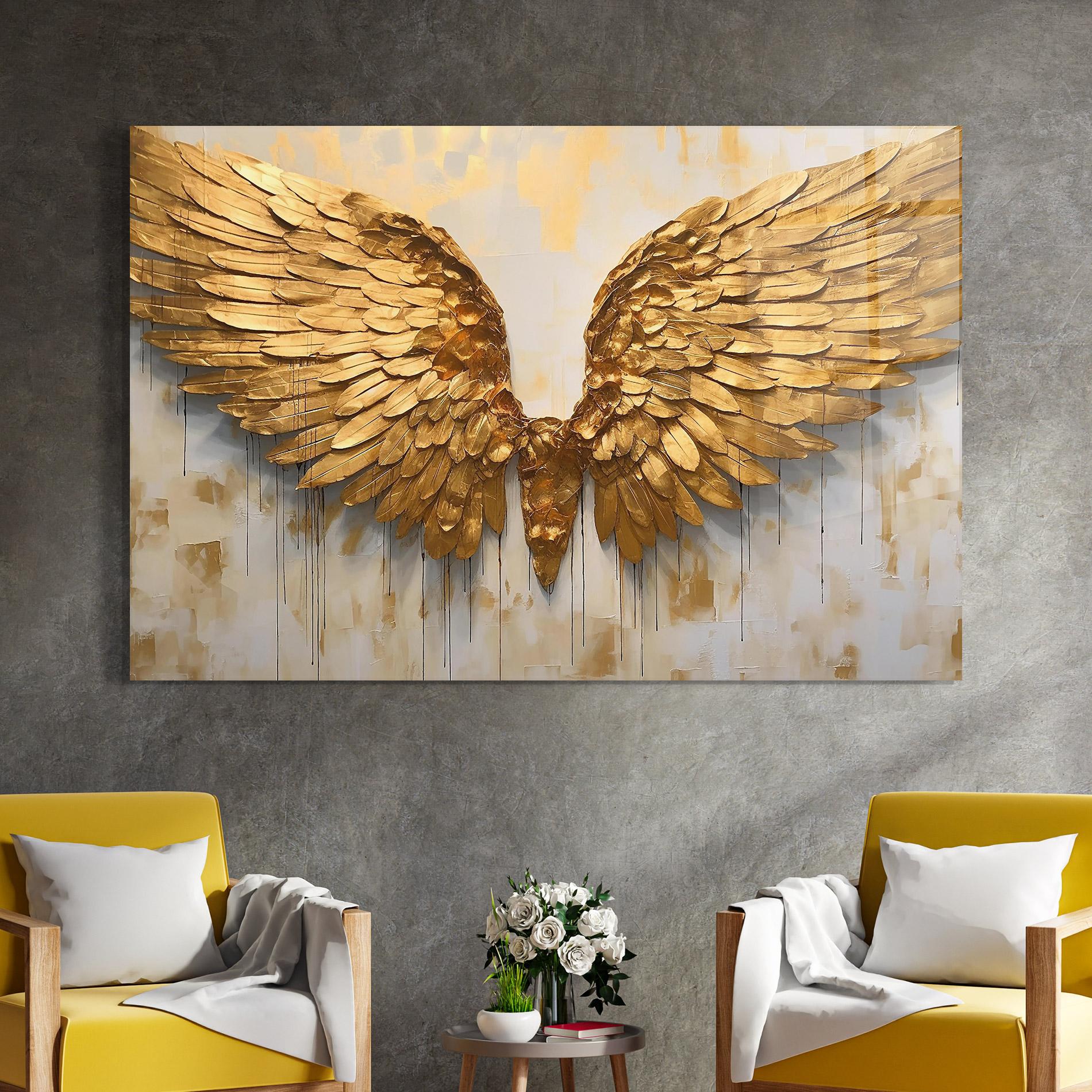 Glasbild Golden Wings Art mockup 4