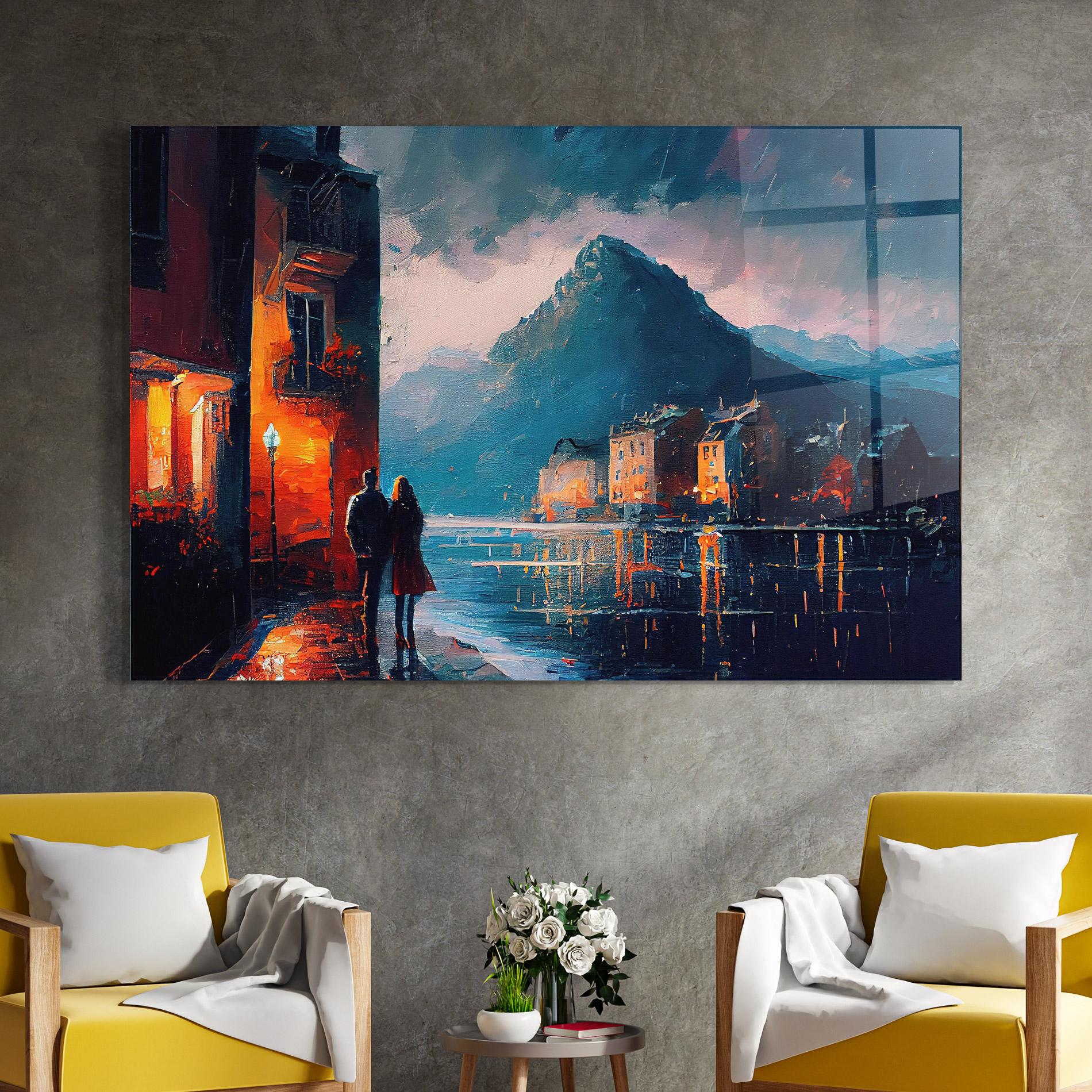 Glasbild Mountain Couple Art mockup 4