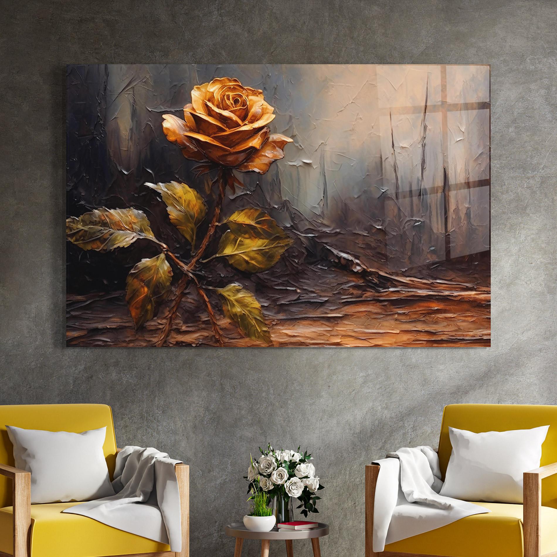 Glasbild Orange Rose Art mockup 4