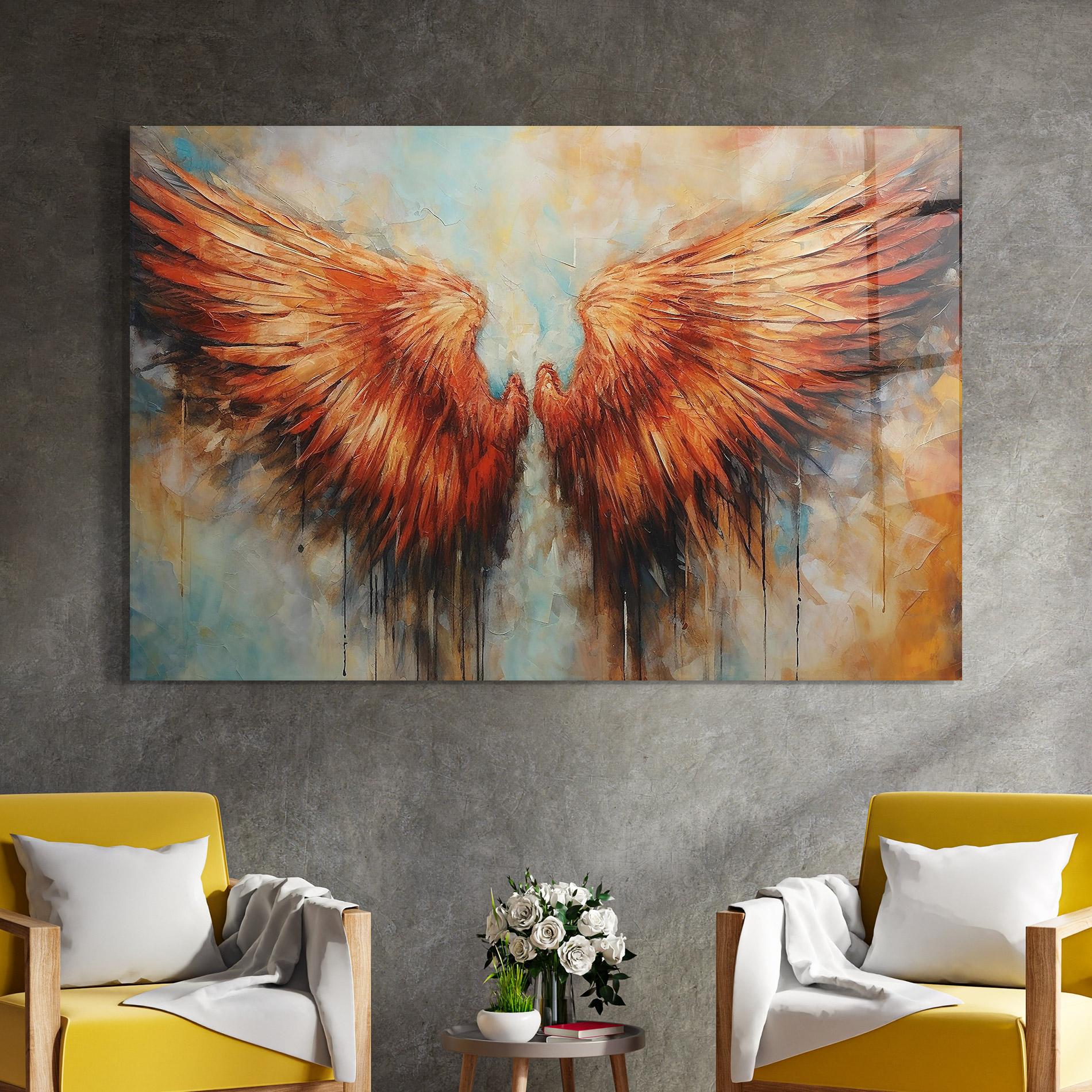 Glasbild Orange Wings mockup 4