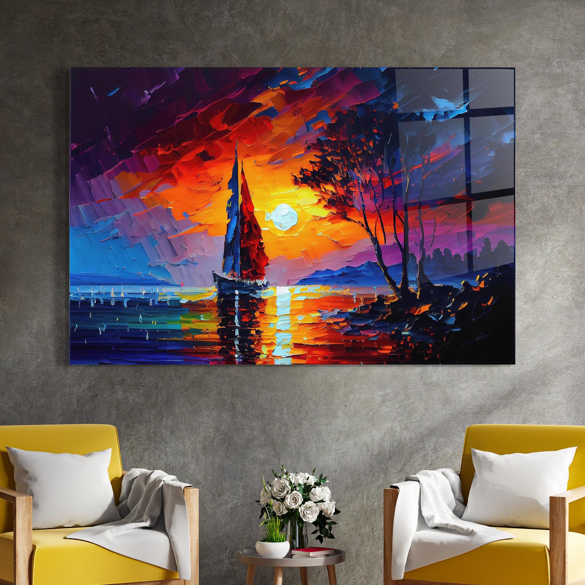 Glasbild Sailboat Painting mockup 4