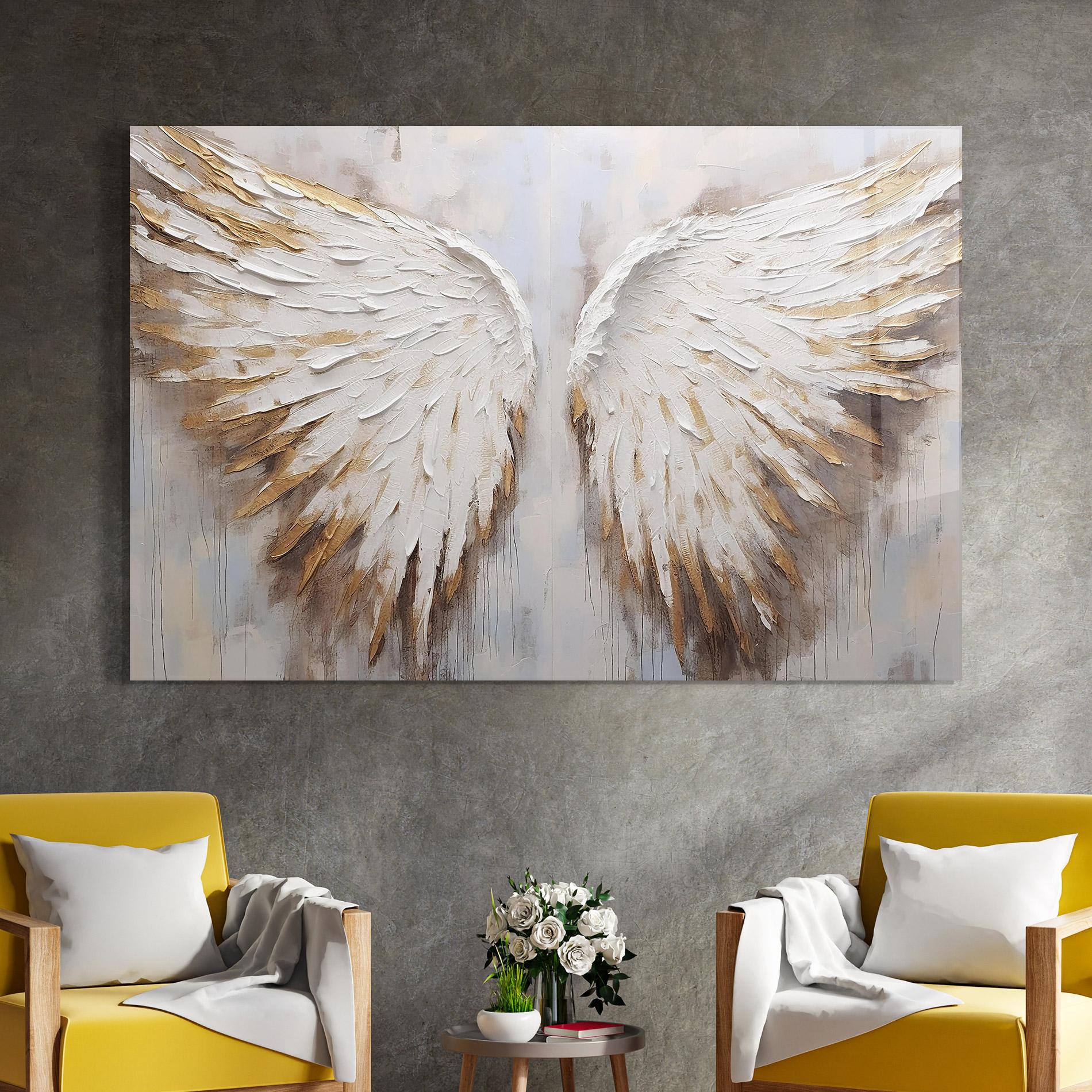 Glasbild White Angel Wings mockup 4