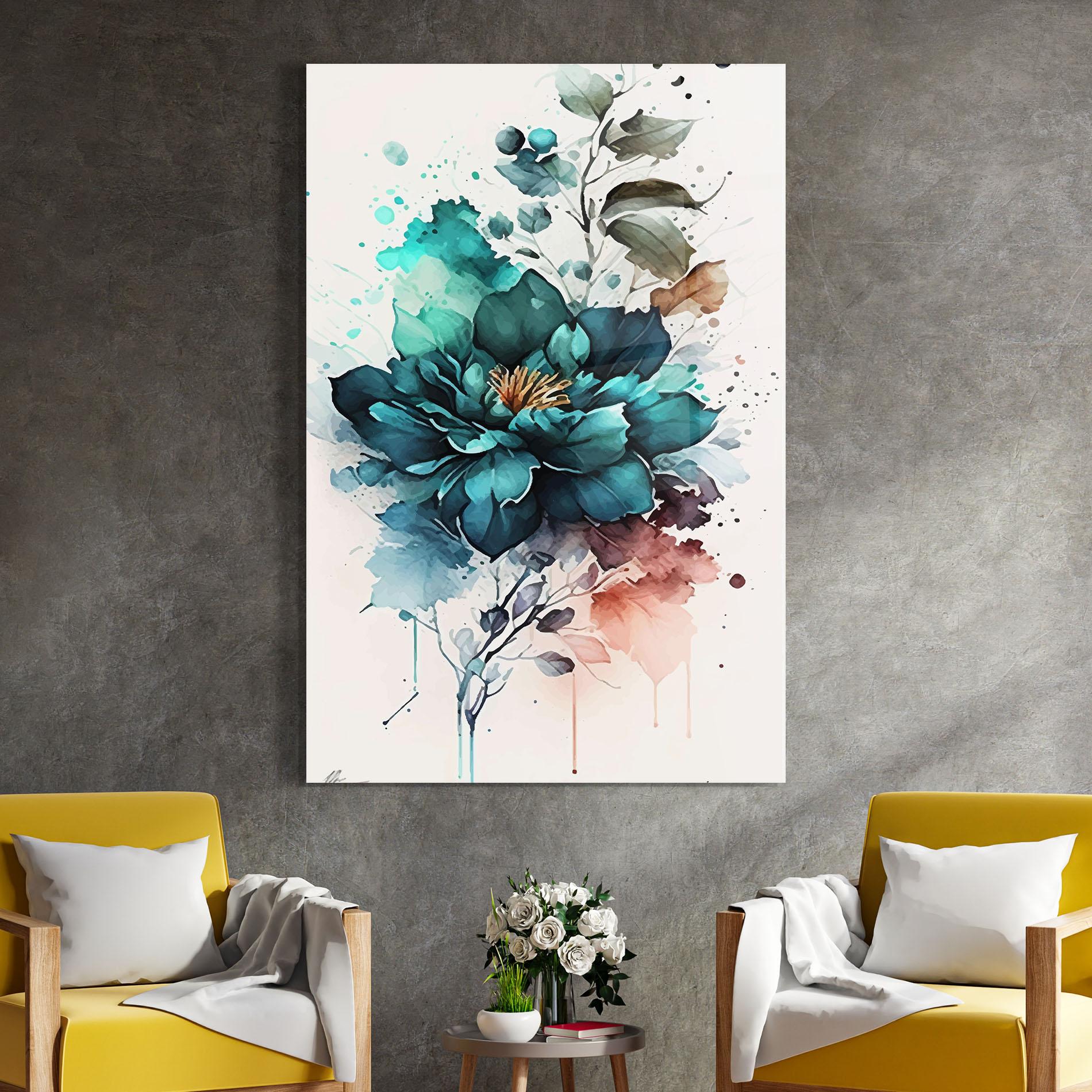 Glasbild Flower Watercolor mockup 4