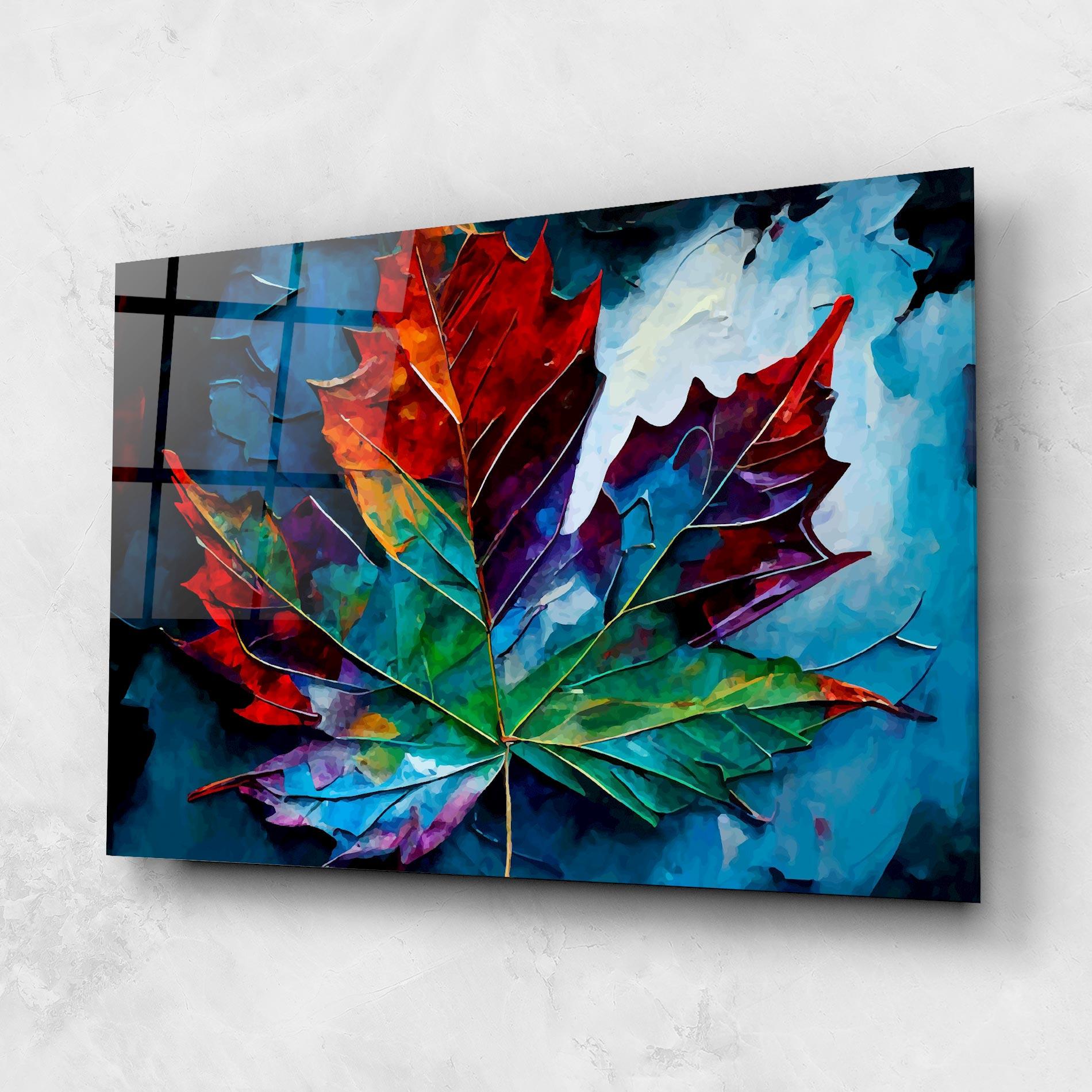 Glasbild Colorful Leaf Mix mockup 1