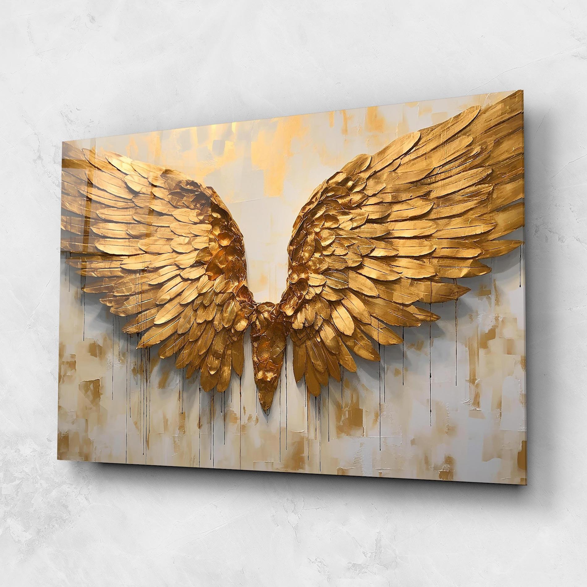 Glasbild Golden Wings Art mockup 1