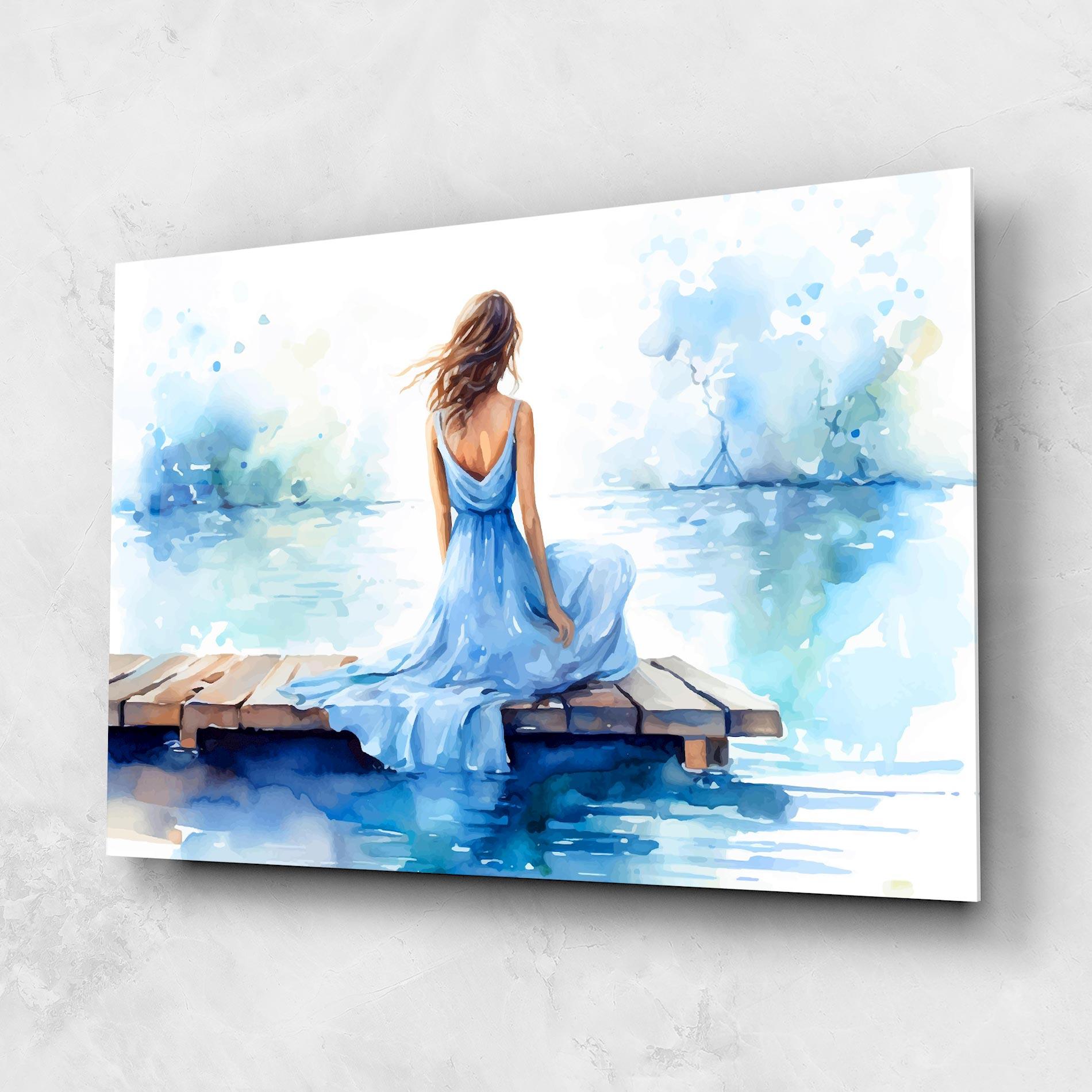 Glasbild Lake Blue Woman mockup 1