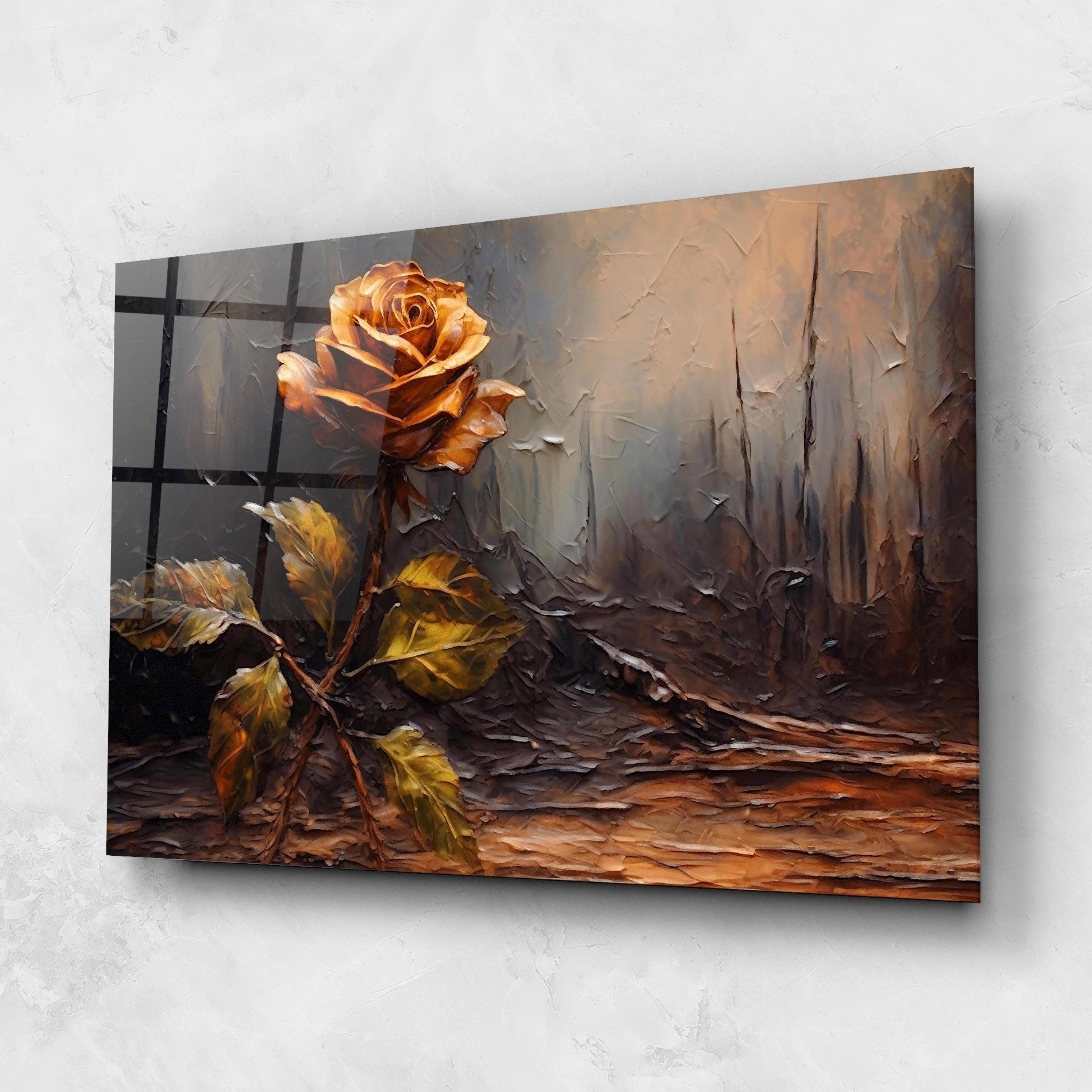 Glasbild Orange Rose Art mockup 1