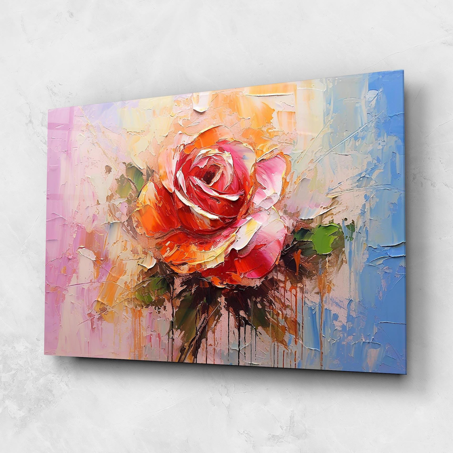 Glasbild Red Pink Orange Art mockup 1