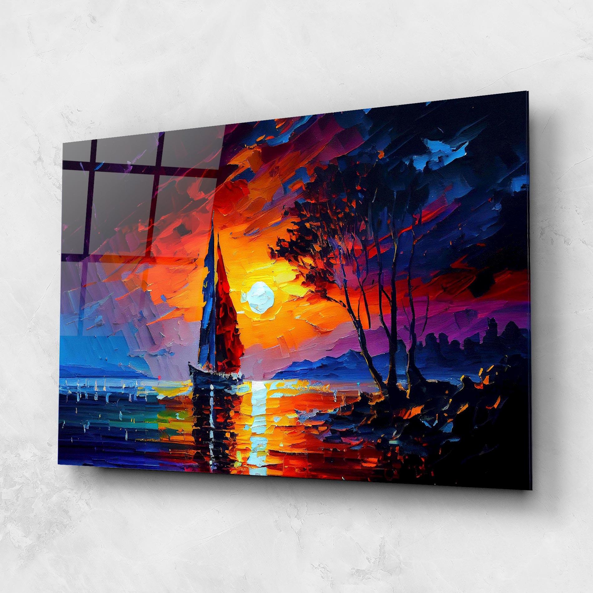 Glasbild Sailboat Painting mockup 1