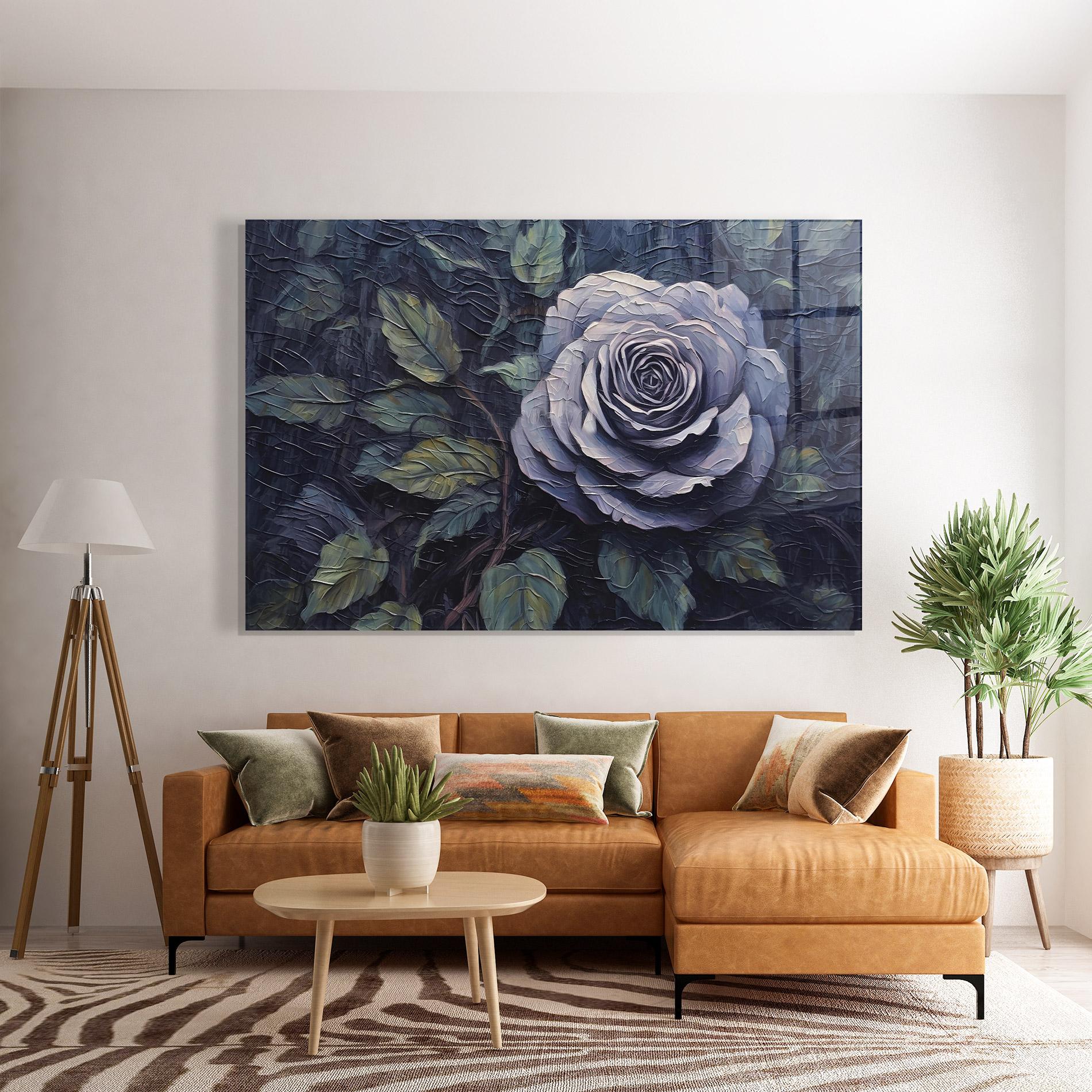 Glasbild Blue Rose Art mockup 7