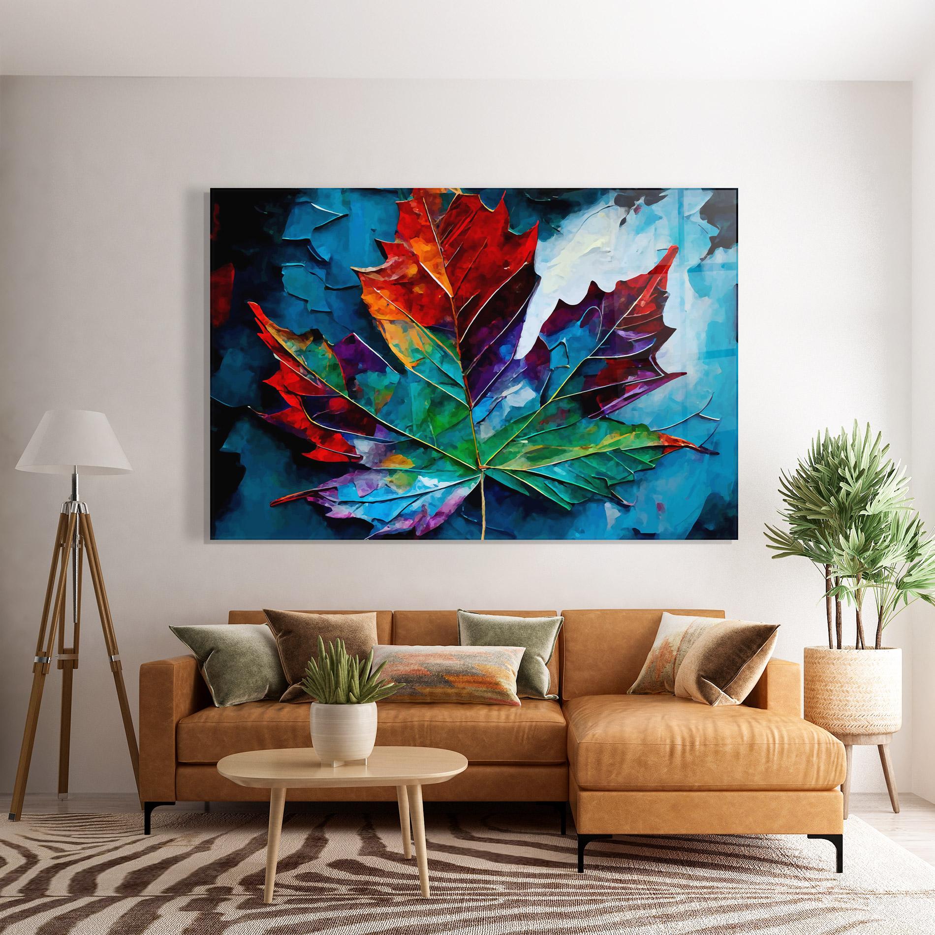 Glasbild Colorful Leaf Mix mockup 7