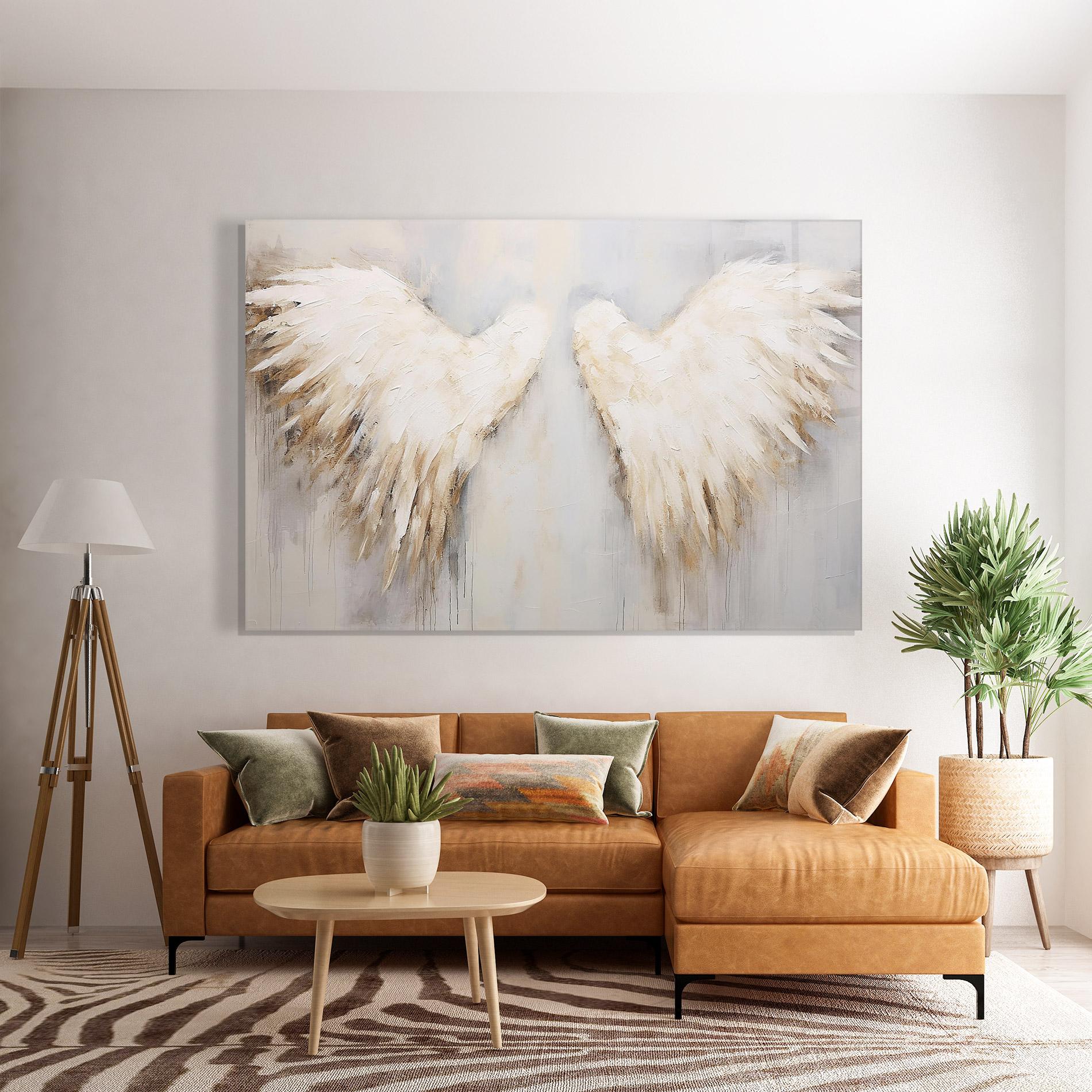 Glasbild Cream White Wings mockup 7