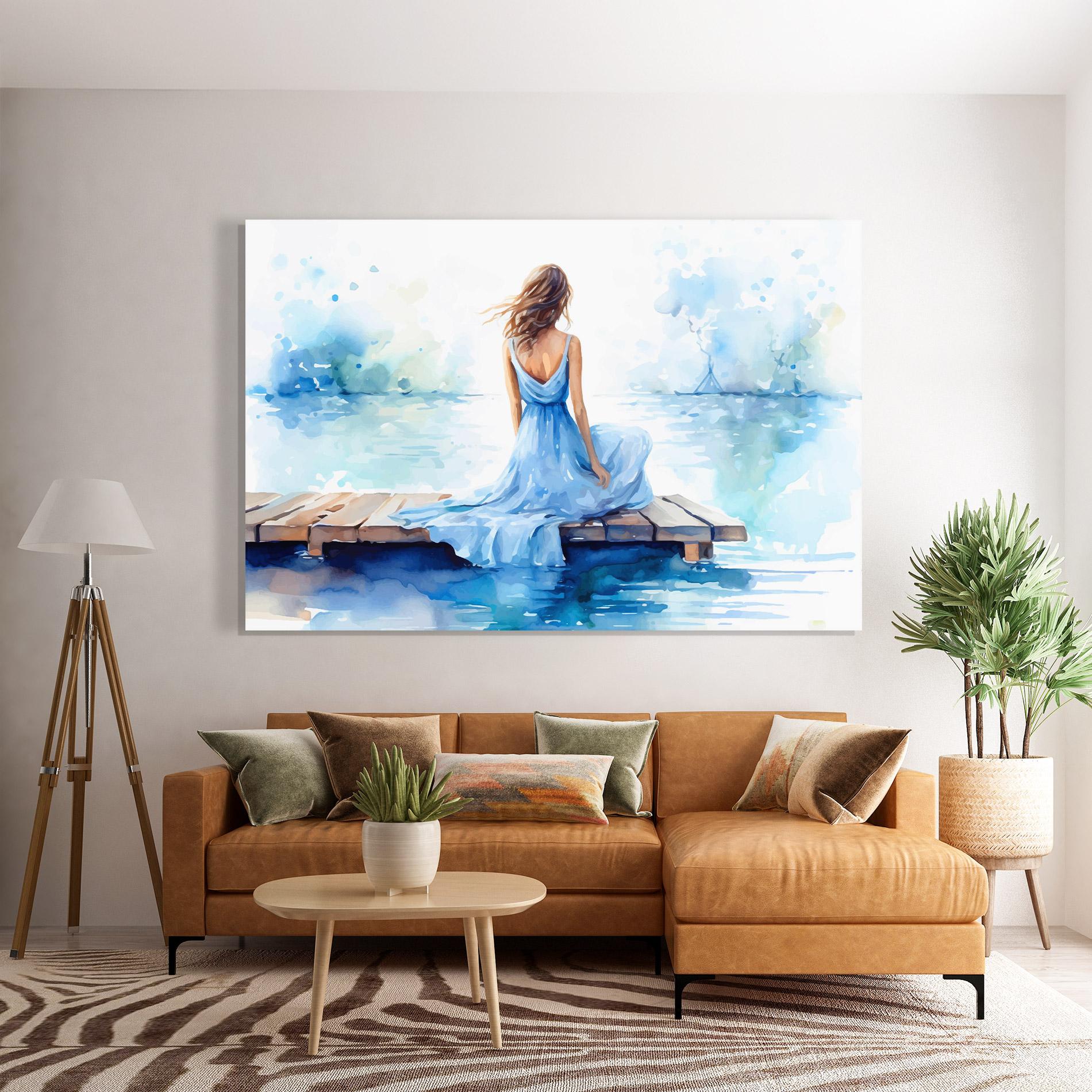Glasbild Lake Blue Woman mockup 7