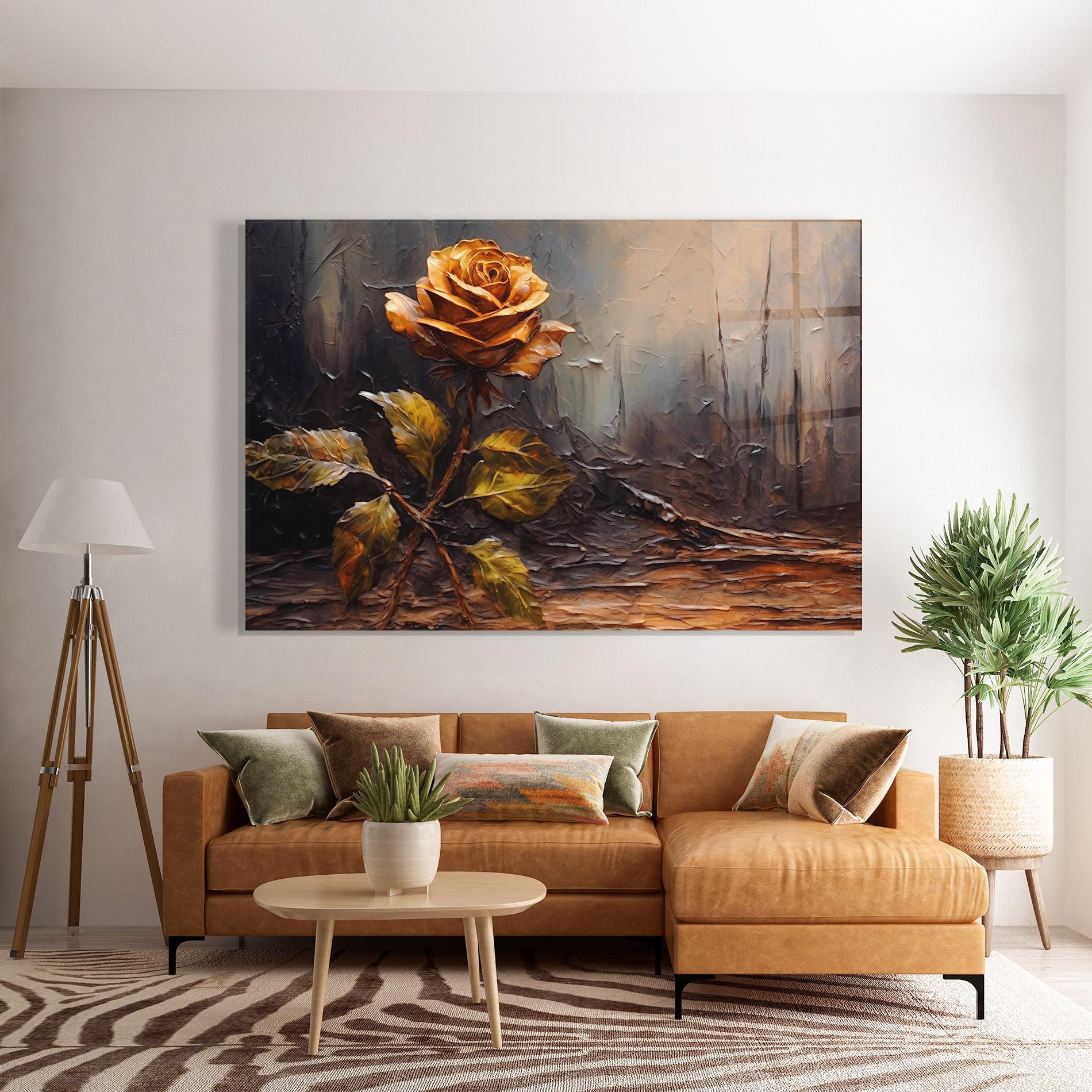 Glasbild Orange Rose Art mockup 7