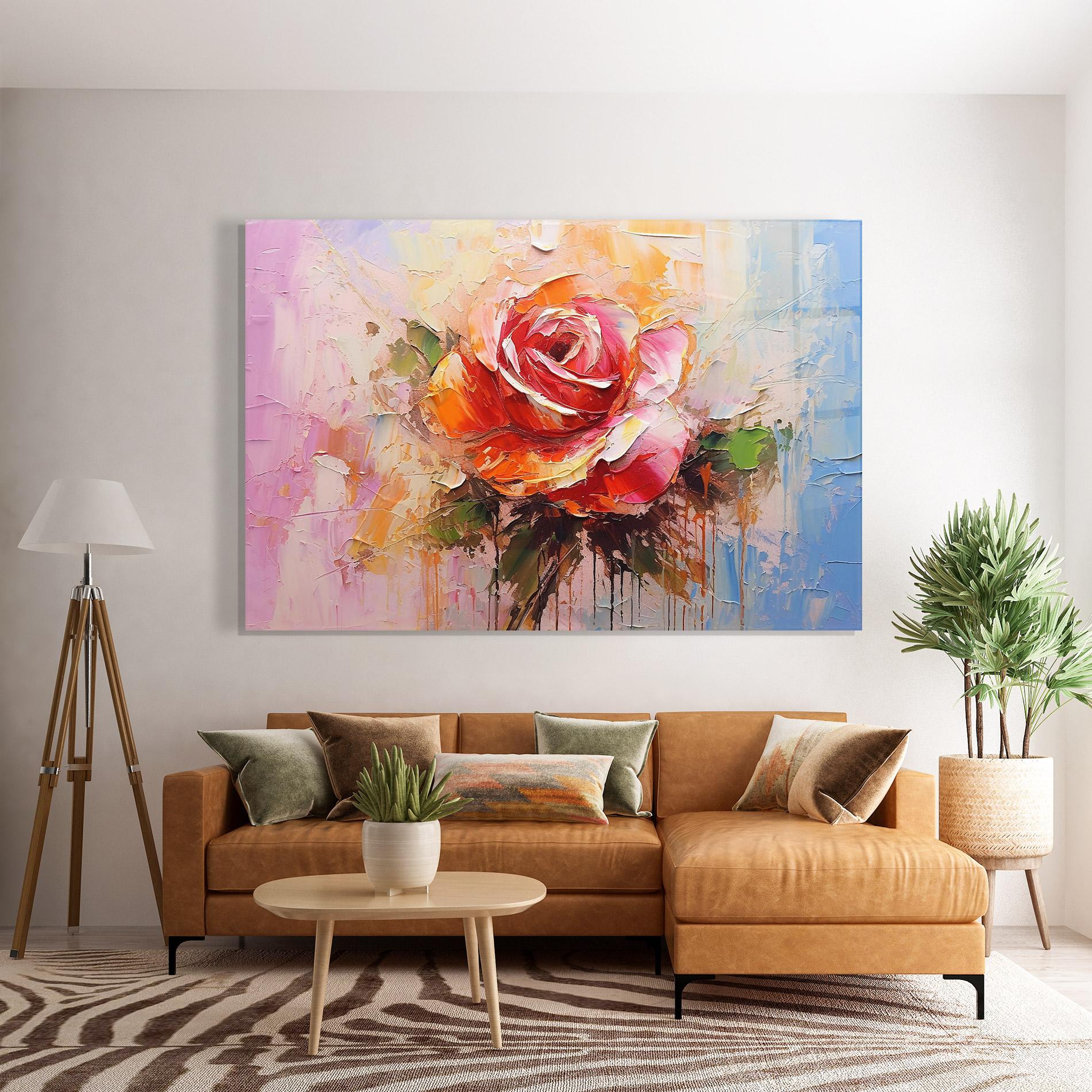 Glasbild Red Pink Orange Art mockup 7