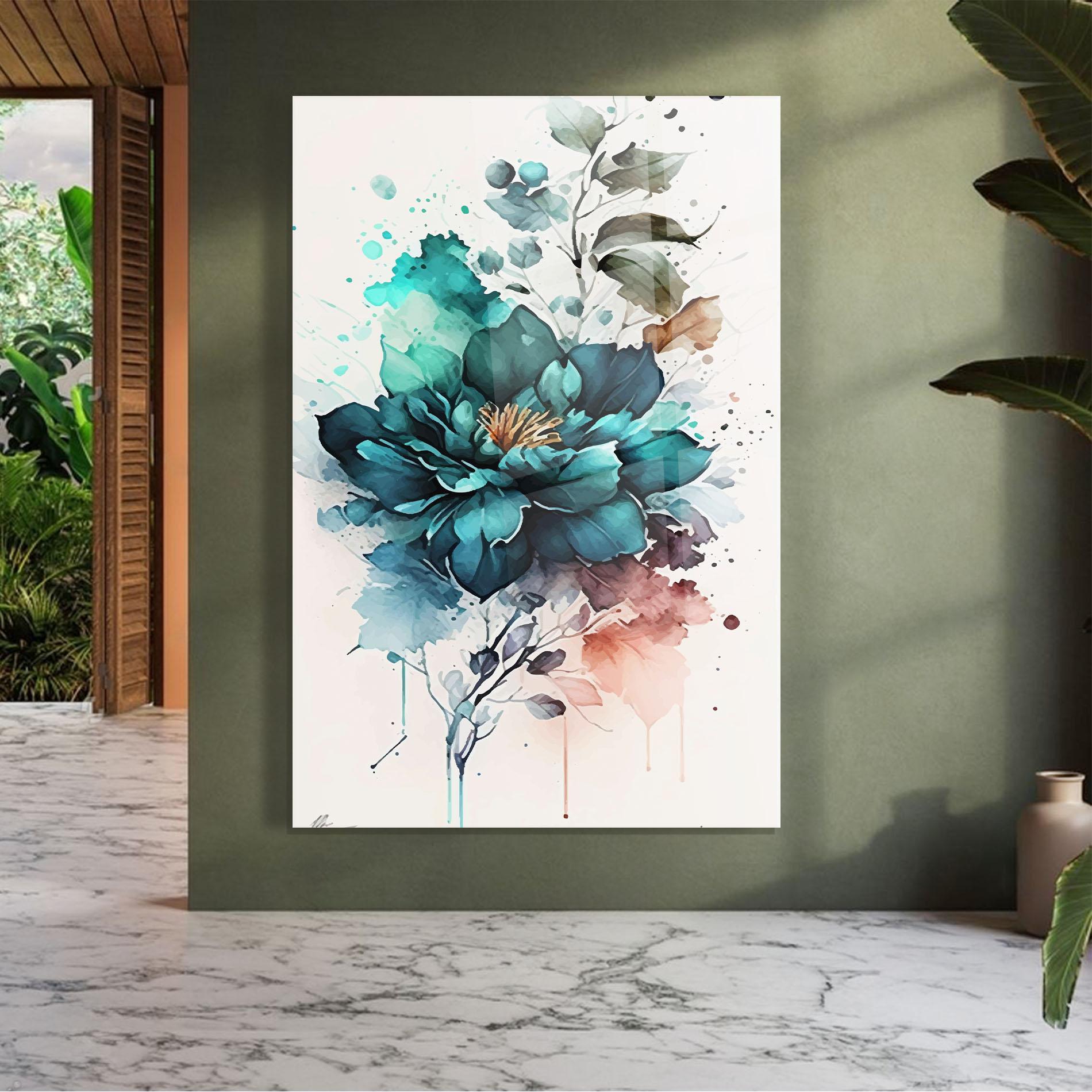 Glasbild Flower Watercolor mockup 7