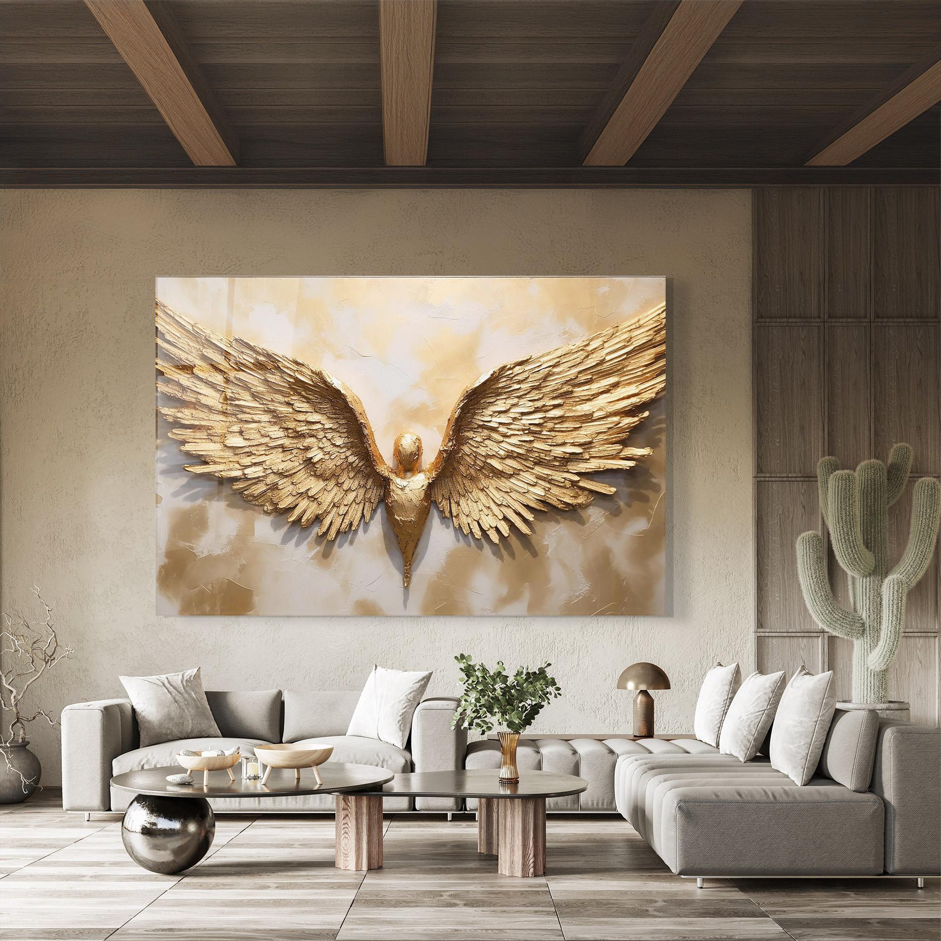 Glasbild Beautiful Gold Wings mockup 8