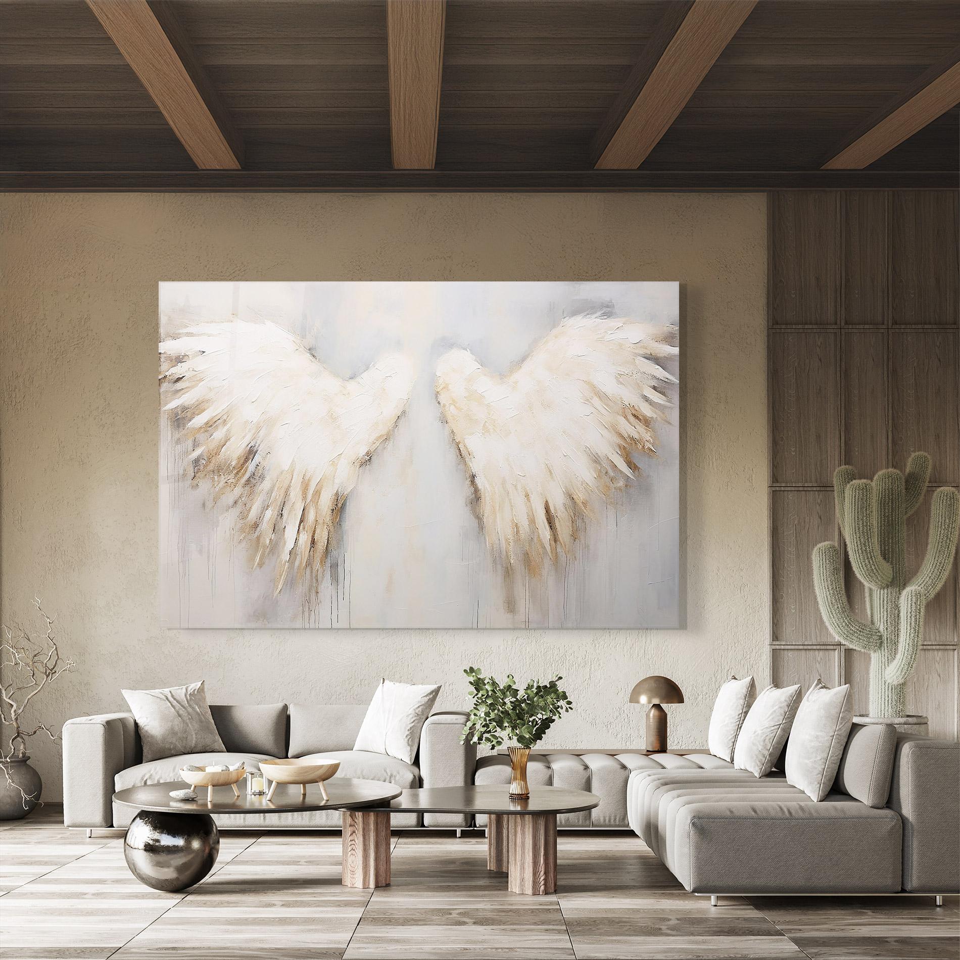 Glasbild Cream White Wings mockup 8