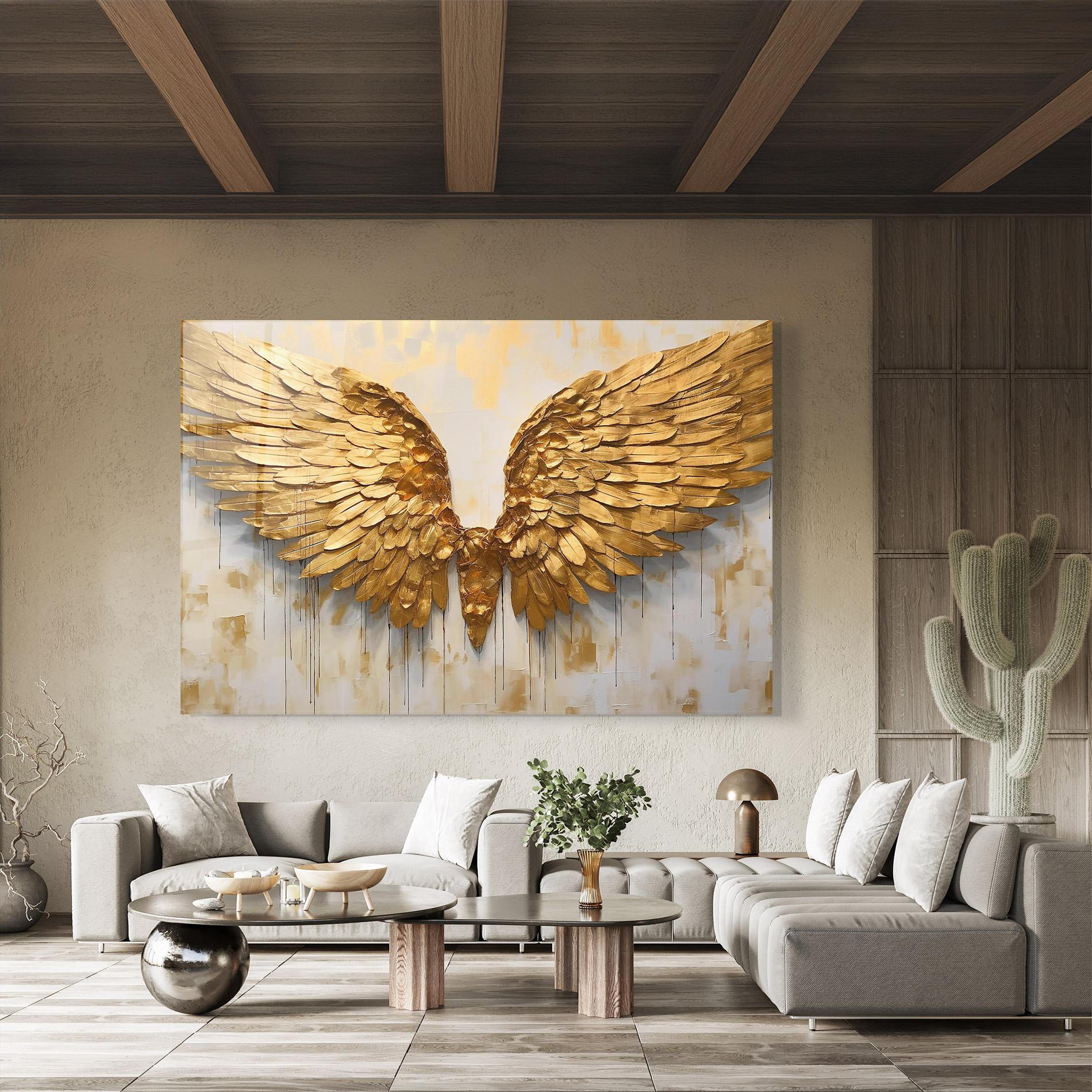 Glasbild Golden Wings Art mockup 8
