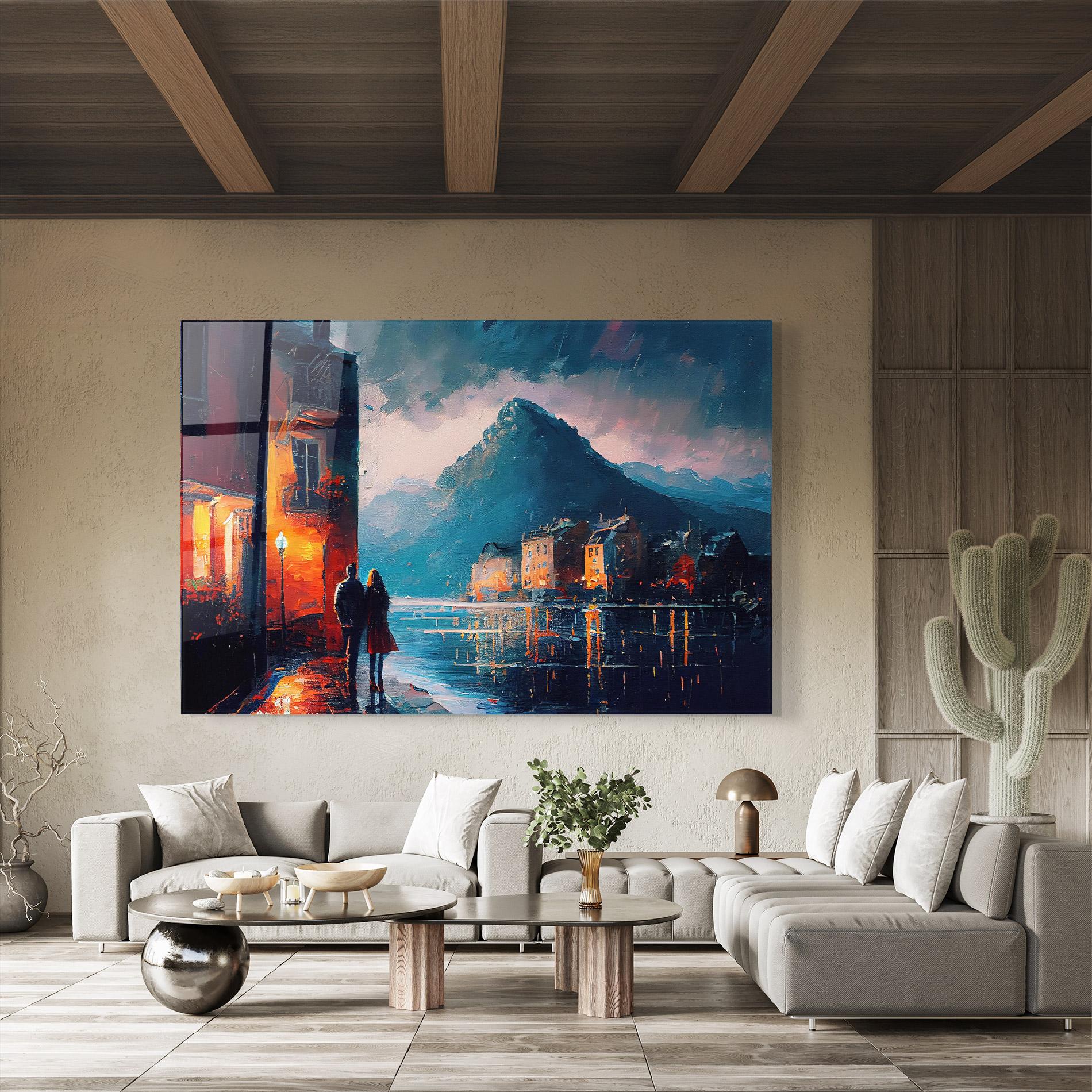 Glasbild Mountain Couple Art mockup 8