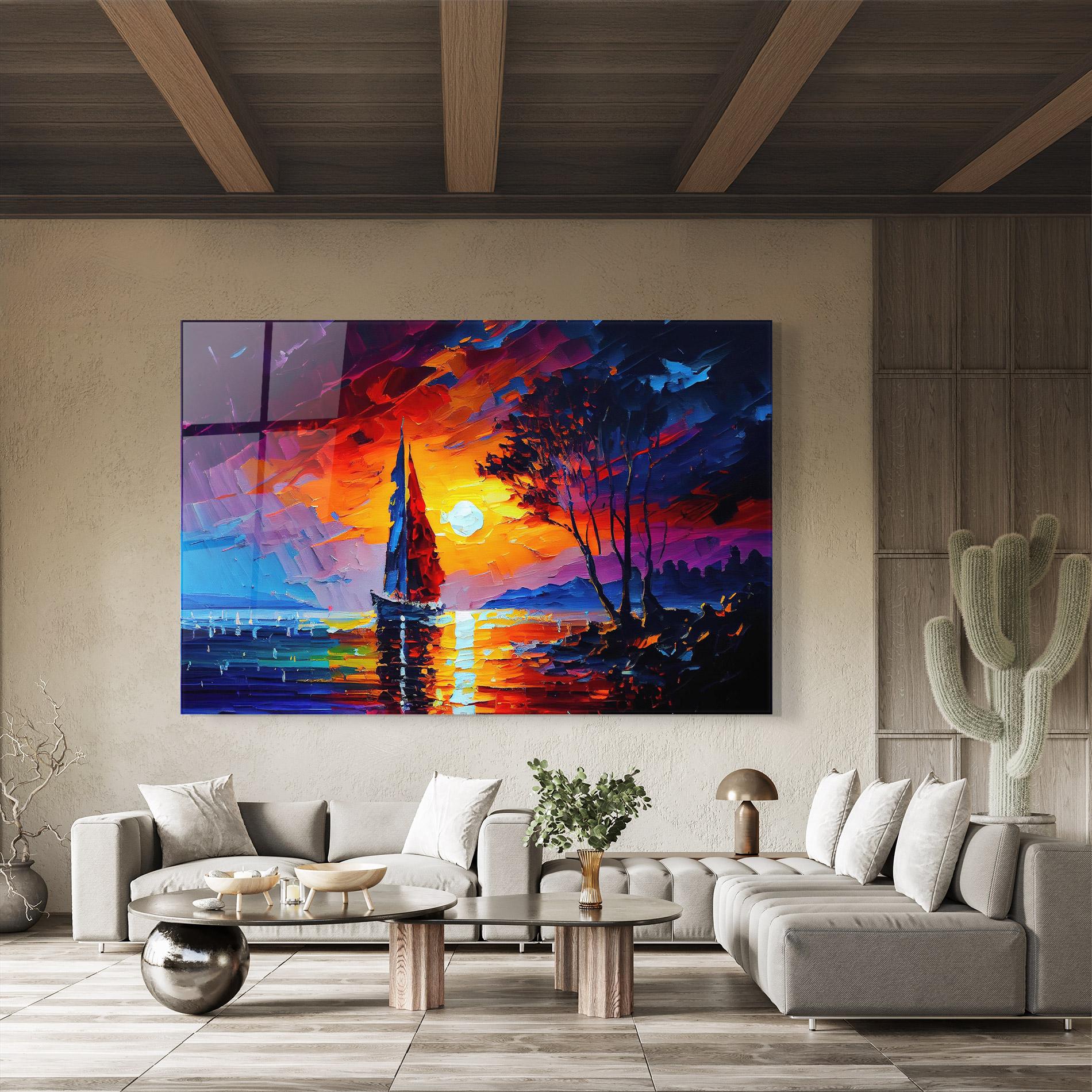 Glasbild Sailboat Painting mockup 8