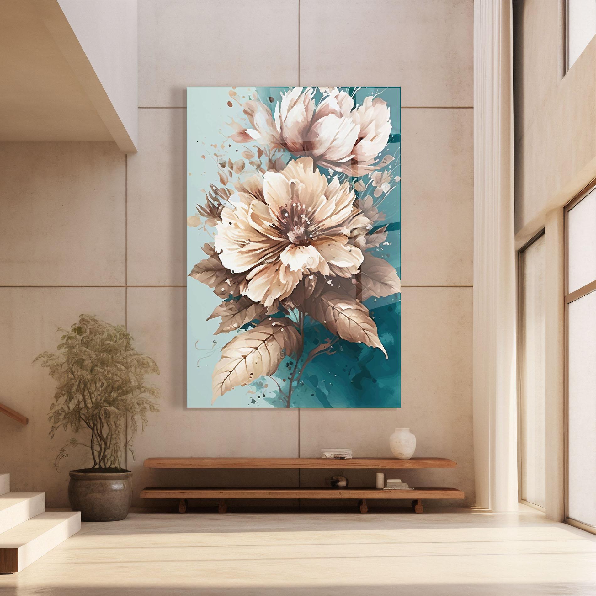 Glasbild Flower Green Watercolor mockup 8