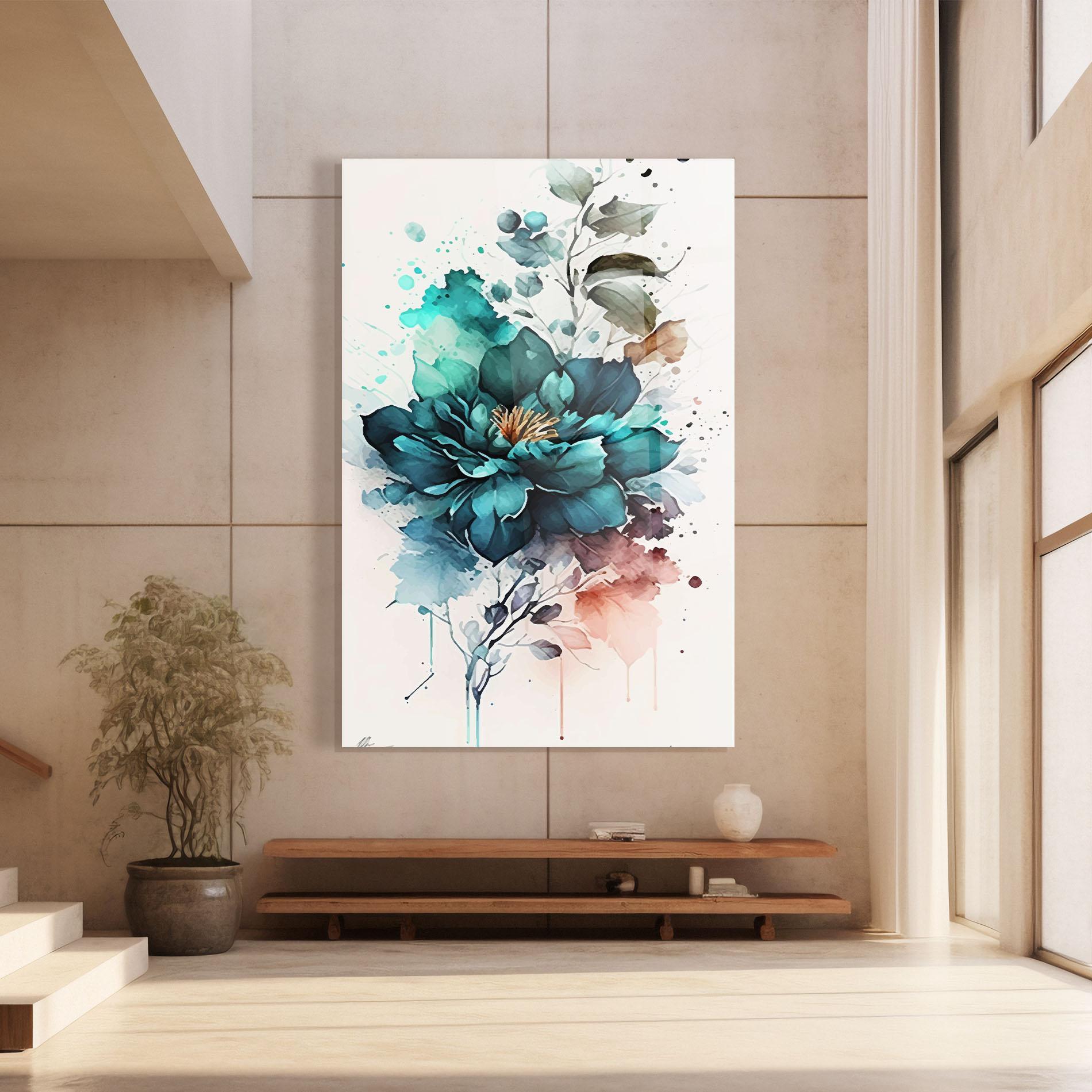 Glasbild Flower Watercolor mockup 8