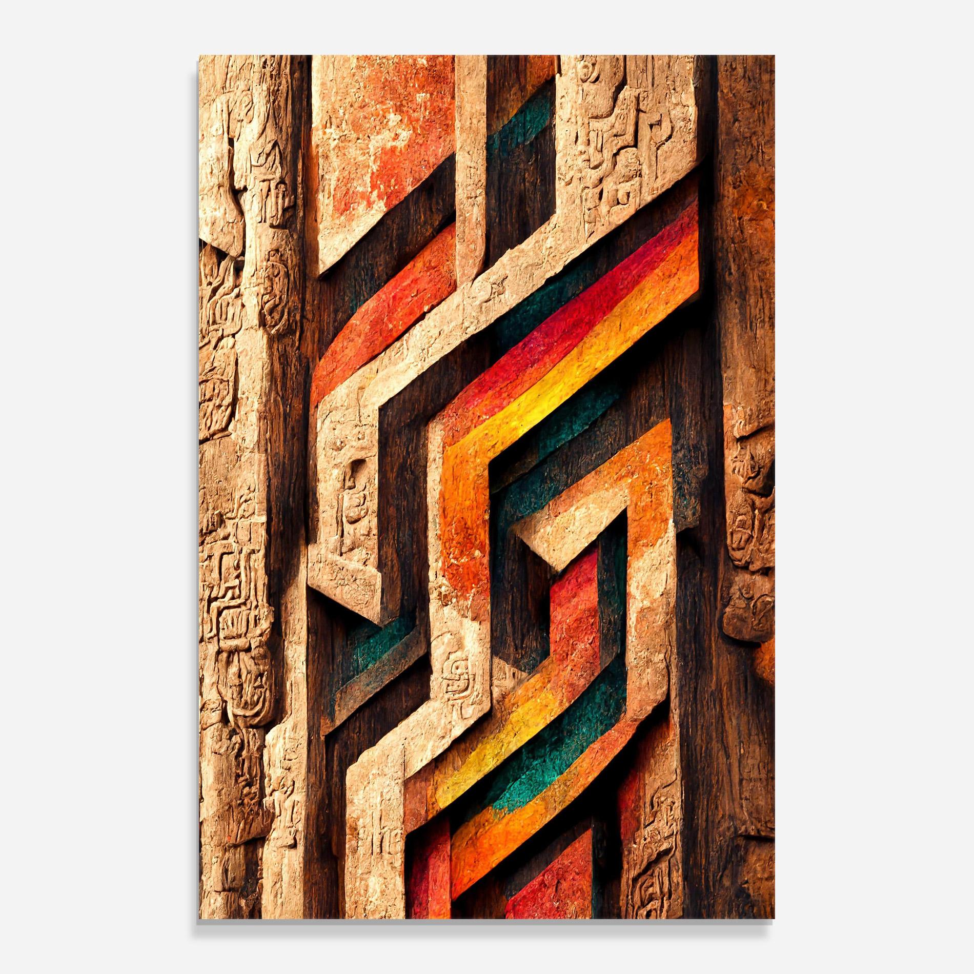 Glasbild Mayan Style Wood mockup 0