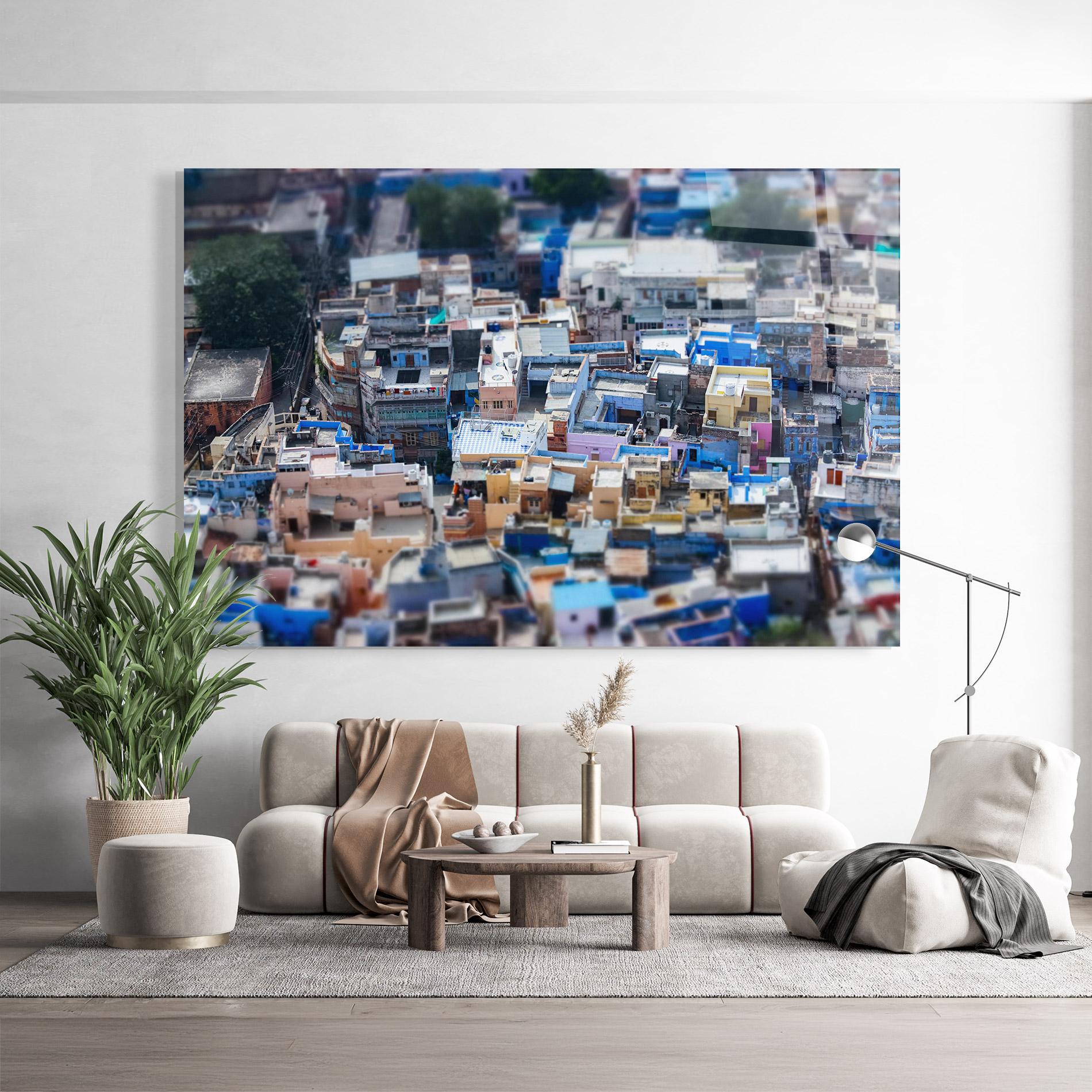 Glasbild Jodhpur Blue City mockup 9