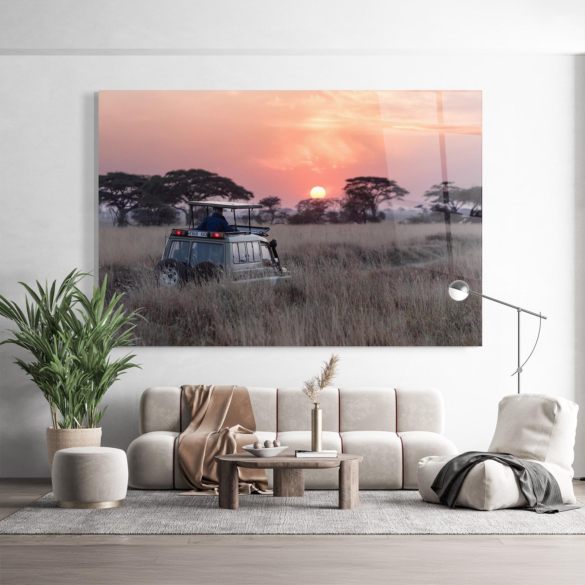 Glasbild Sunset Wild Car mockup 9
