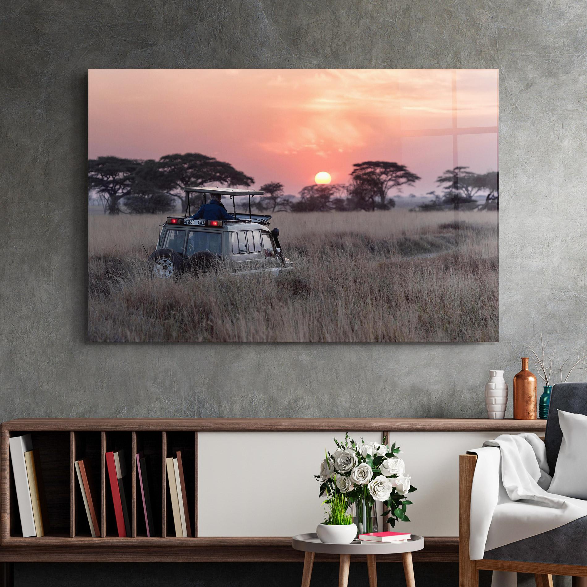 Glasbild Sunset Wild Car mockup 2