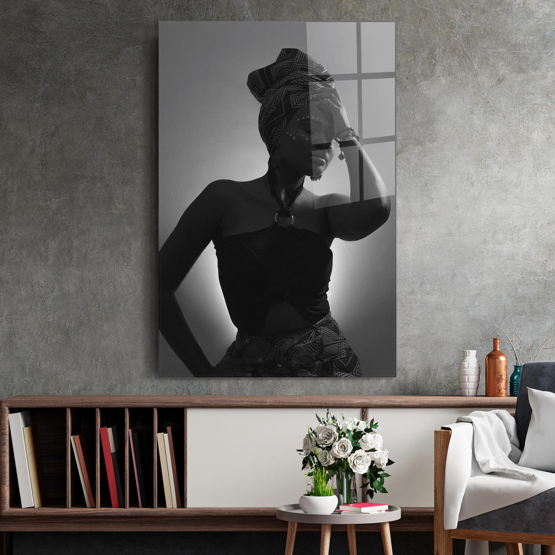 Glasbild African Woman Shadow mockup 2