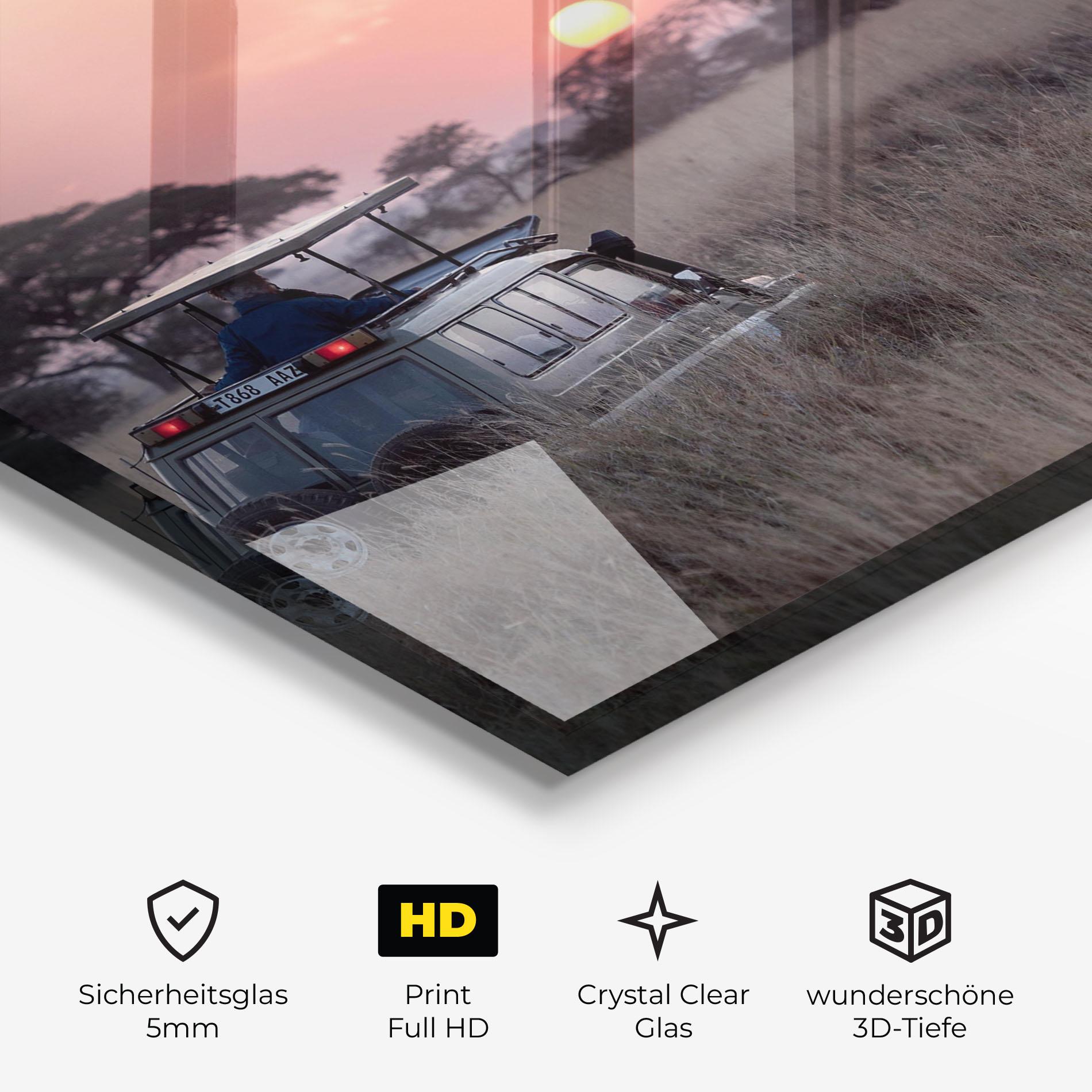 Glasbild Sunset Wild Car mockup 3