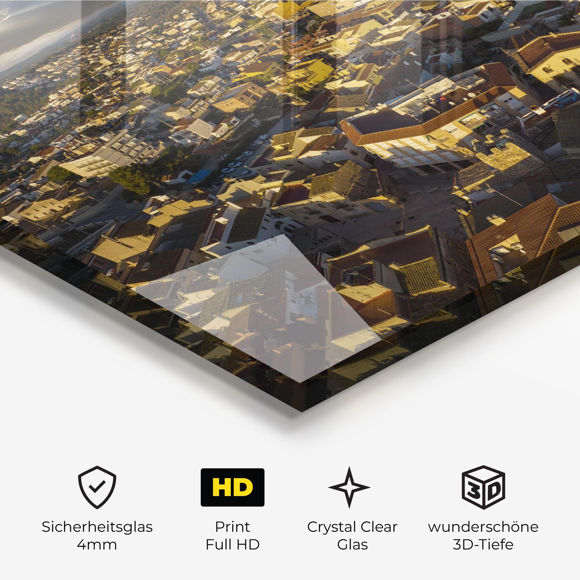 Glasbild Streets Town Sunrise mockup 3