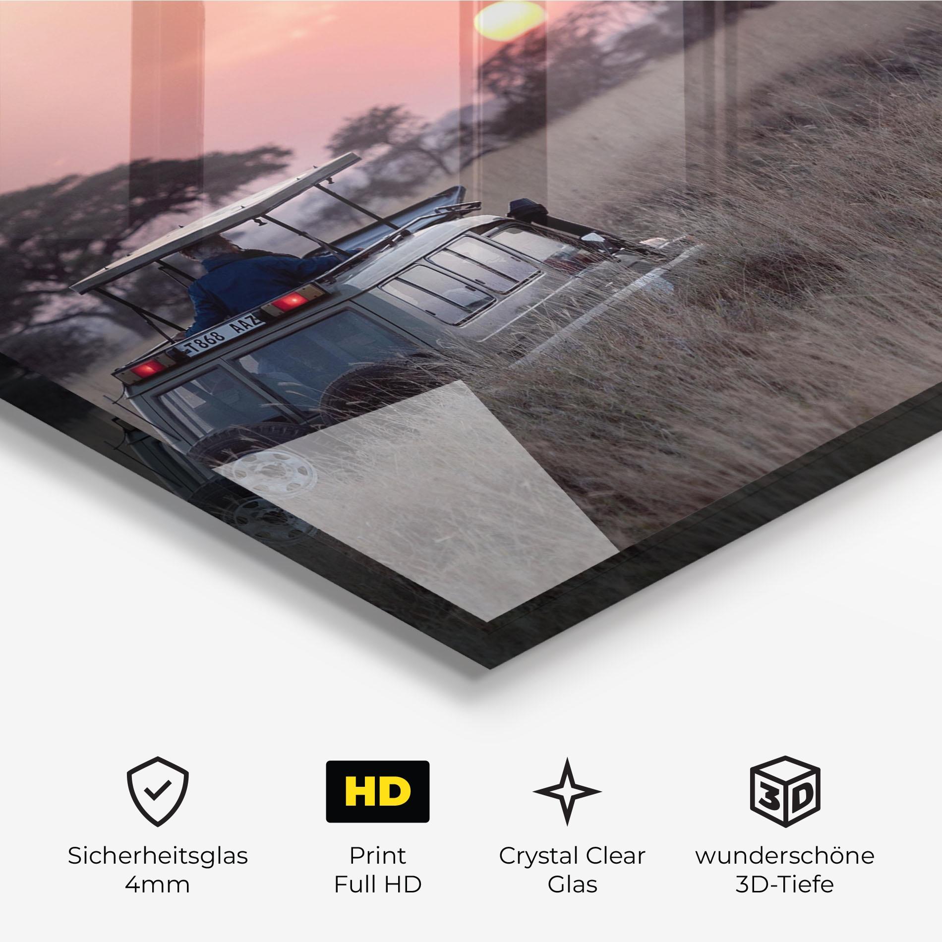 Glasbild Sunset Wild Car mockup 3