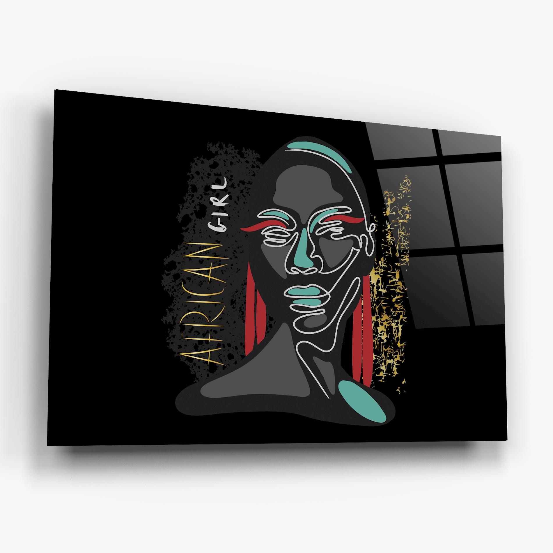 Glasbild Gold African Girl mockup 6