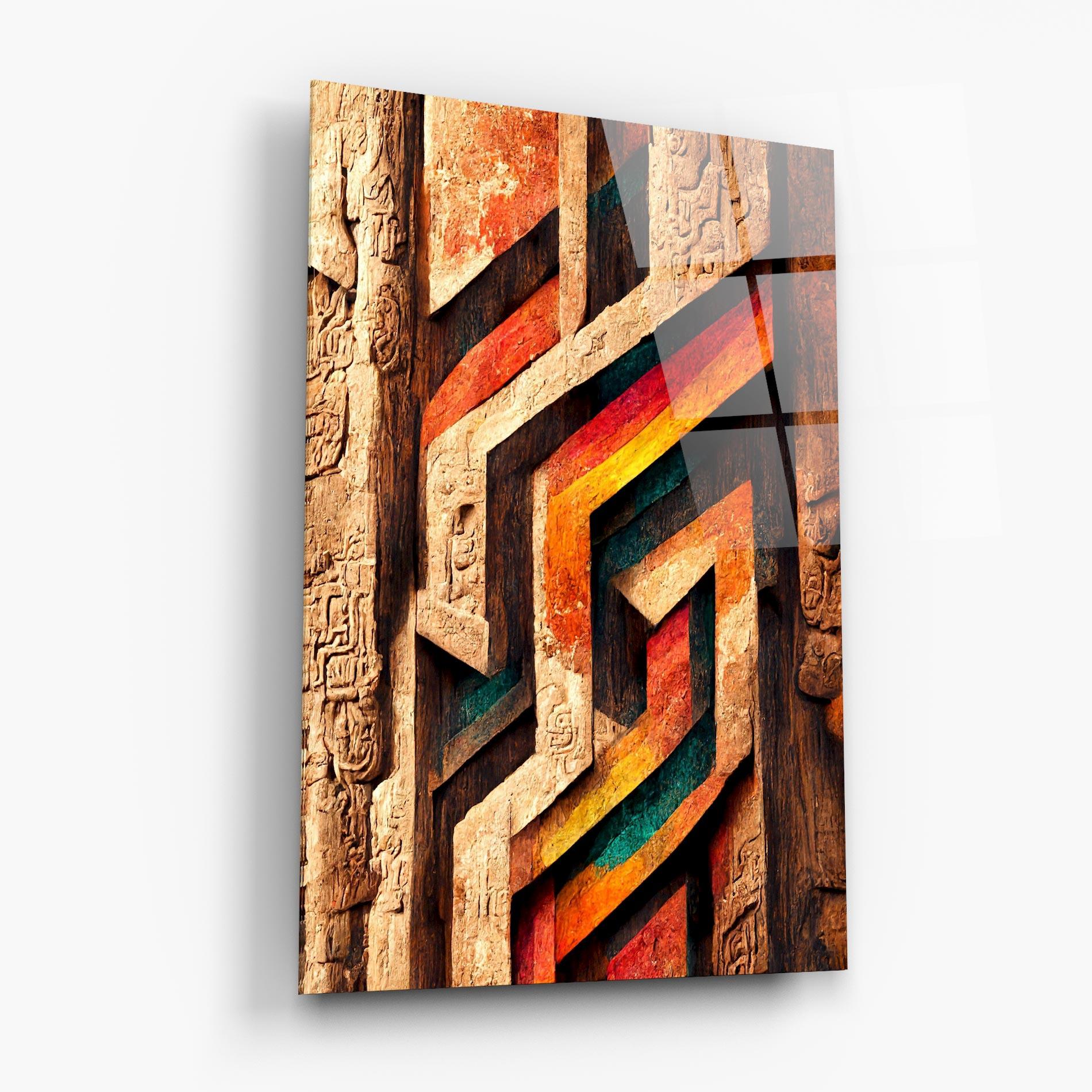 Glasbild Mayan Style Wood mockup 6