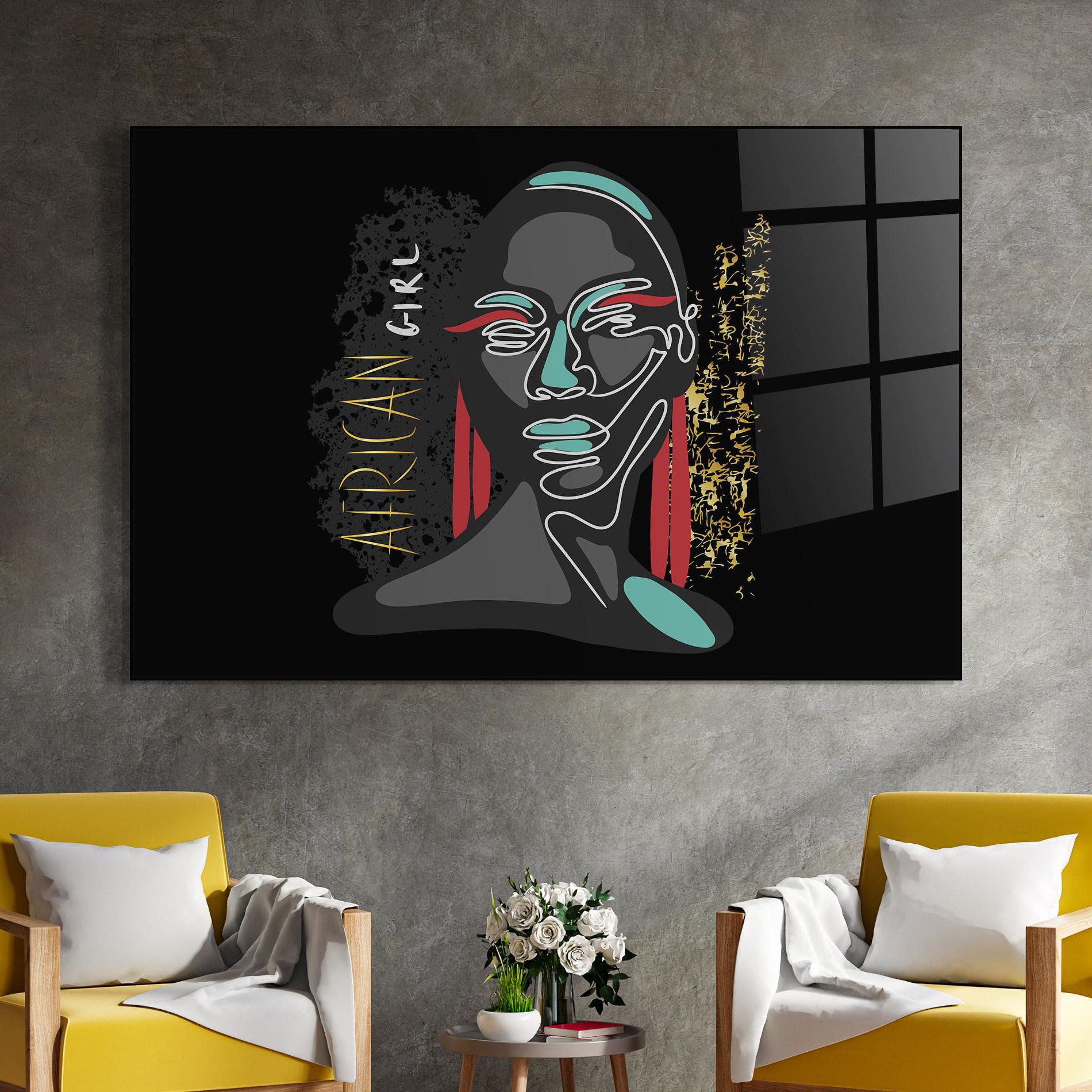 Glasbild Gold African Girl mockup 4