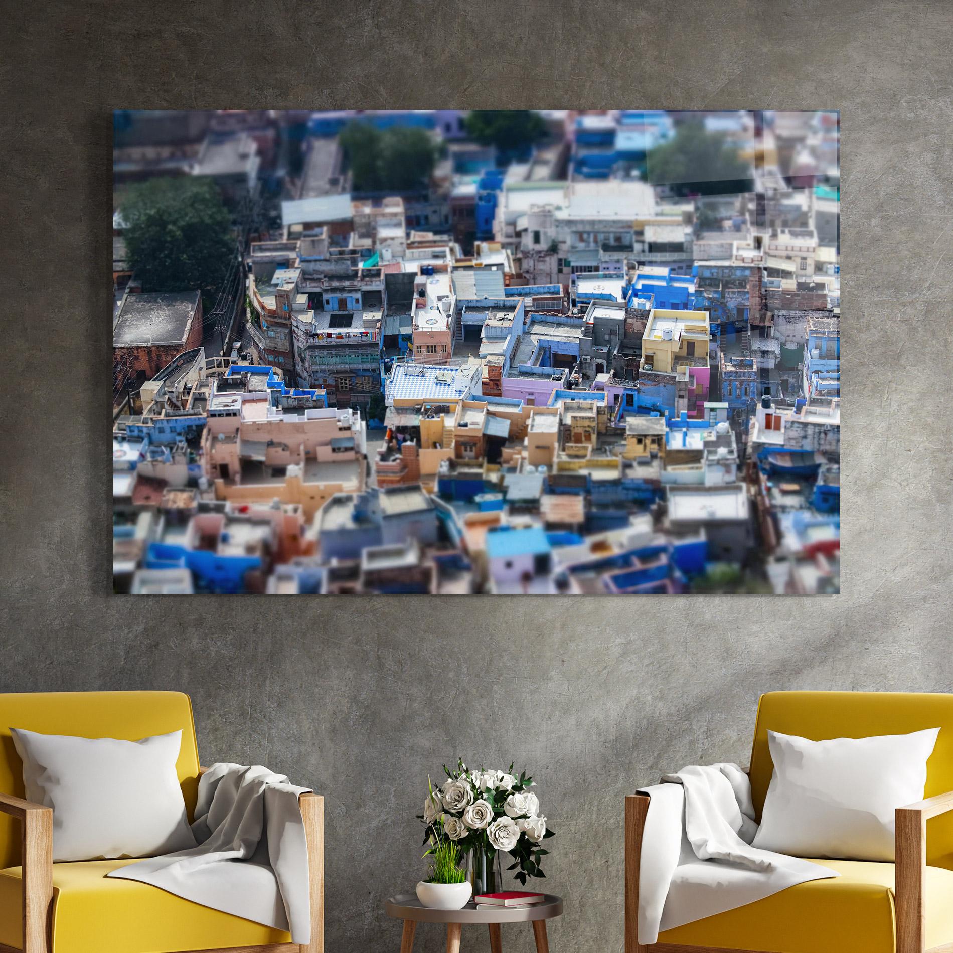 Glasbild Jodhpur Blue City mockup 4