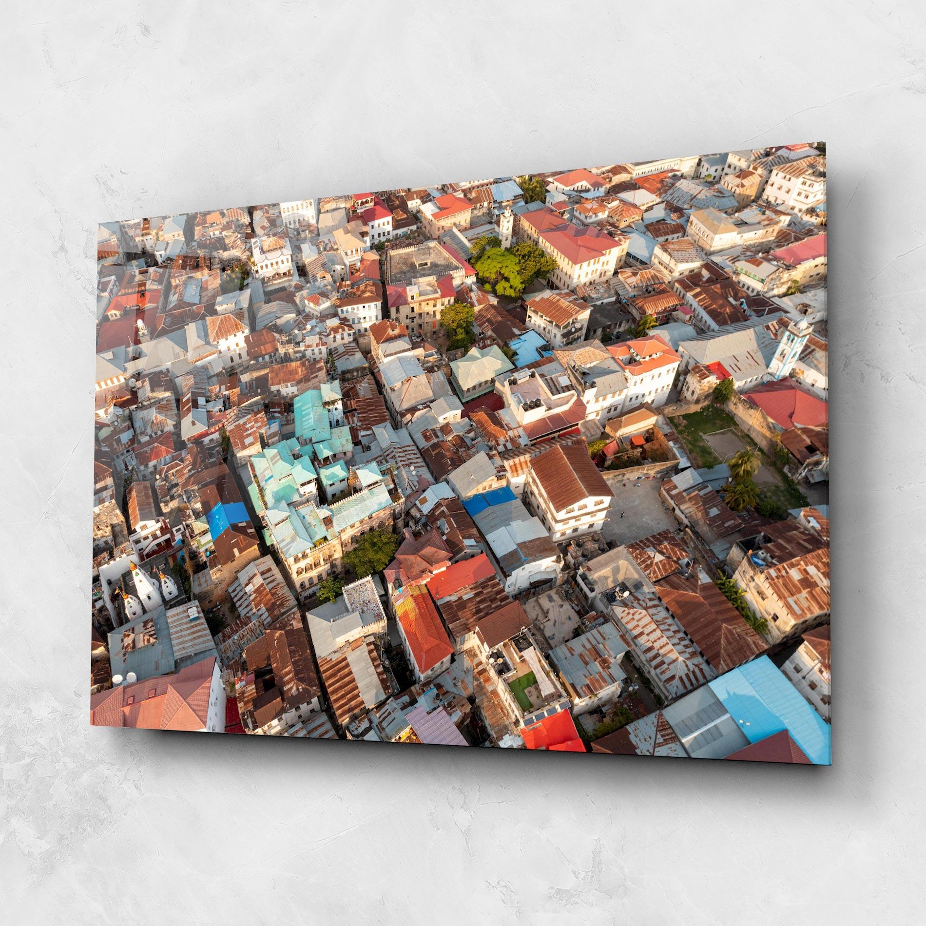 Glasbild Island Tanzania Buildings mockup 1