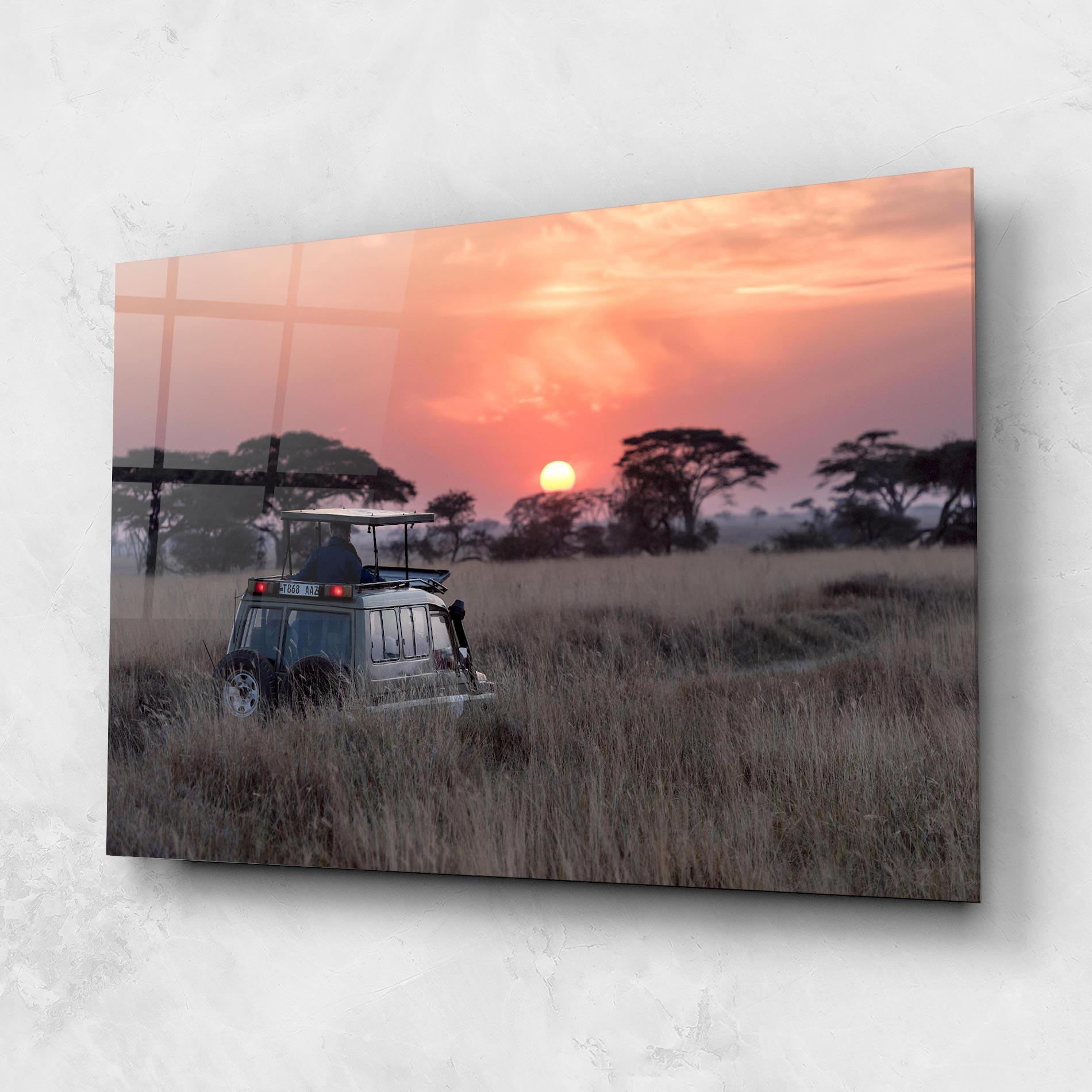 Glasbild Sunset Wild Car mockup 1