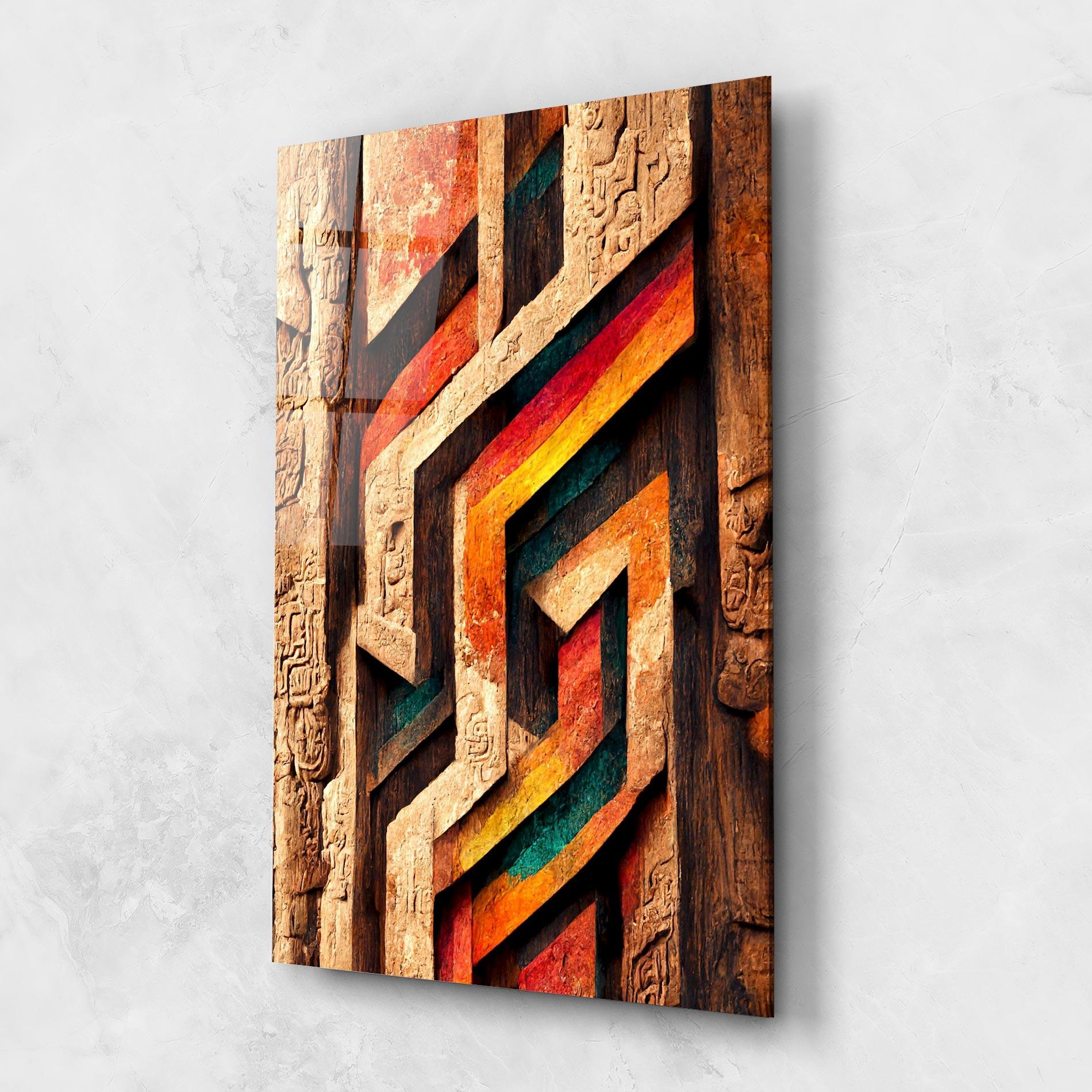Glasbild Mayan Style Wood mockup 1