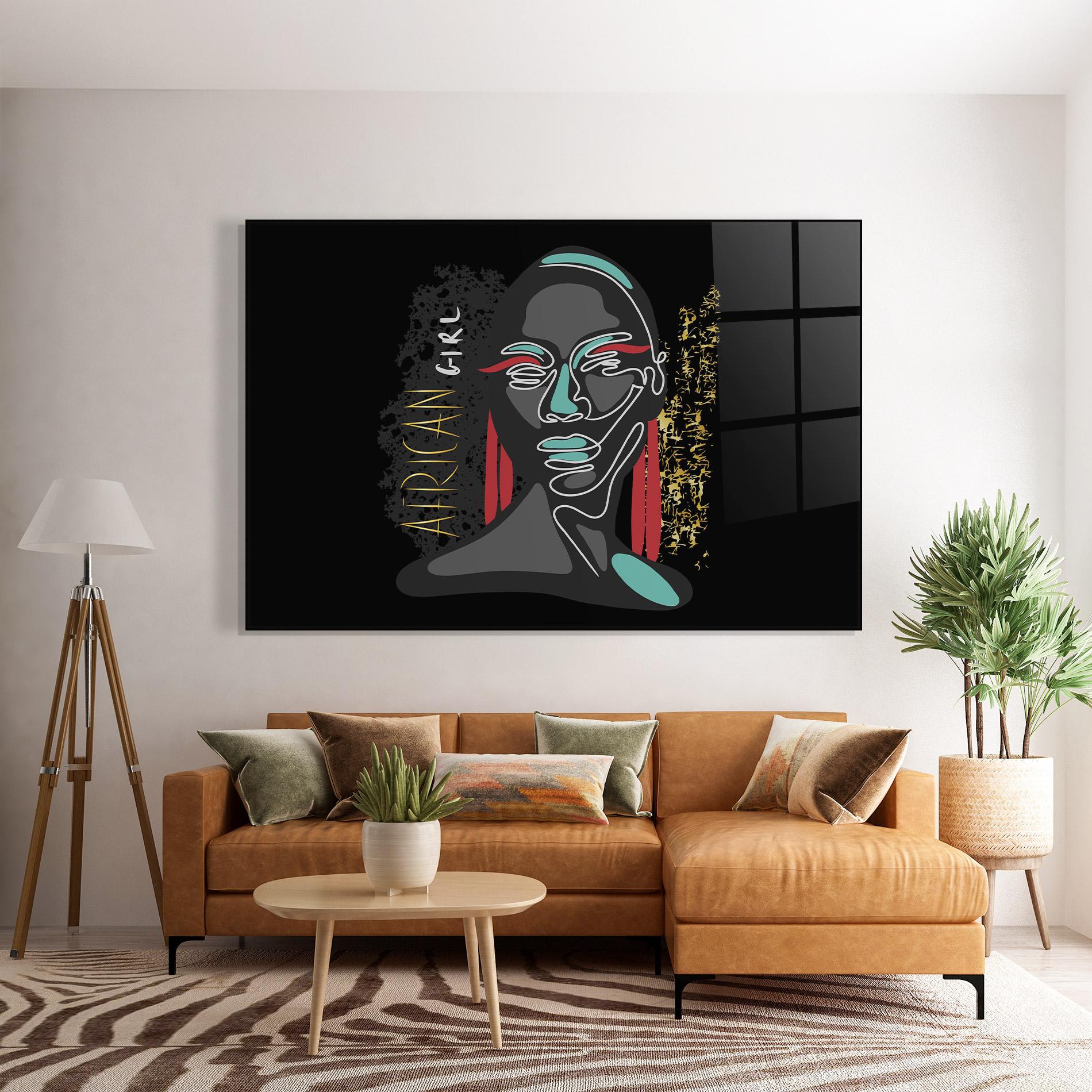 Glasbild Gold African Girl mockup 7