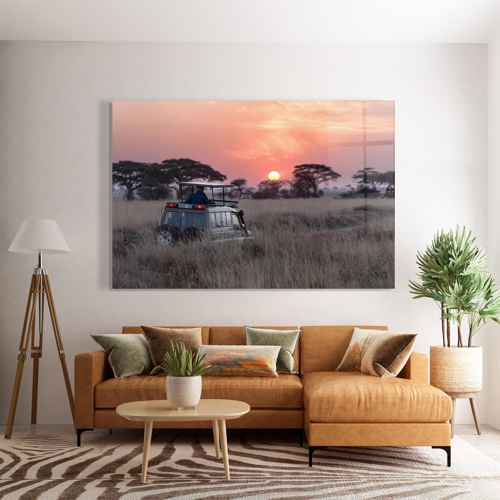 Glasbild Sunset Wild Car mockup 7