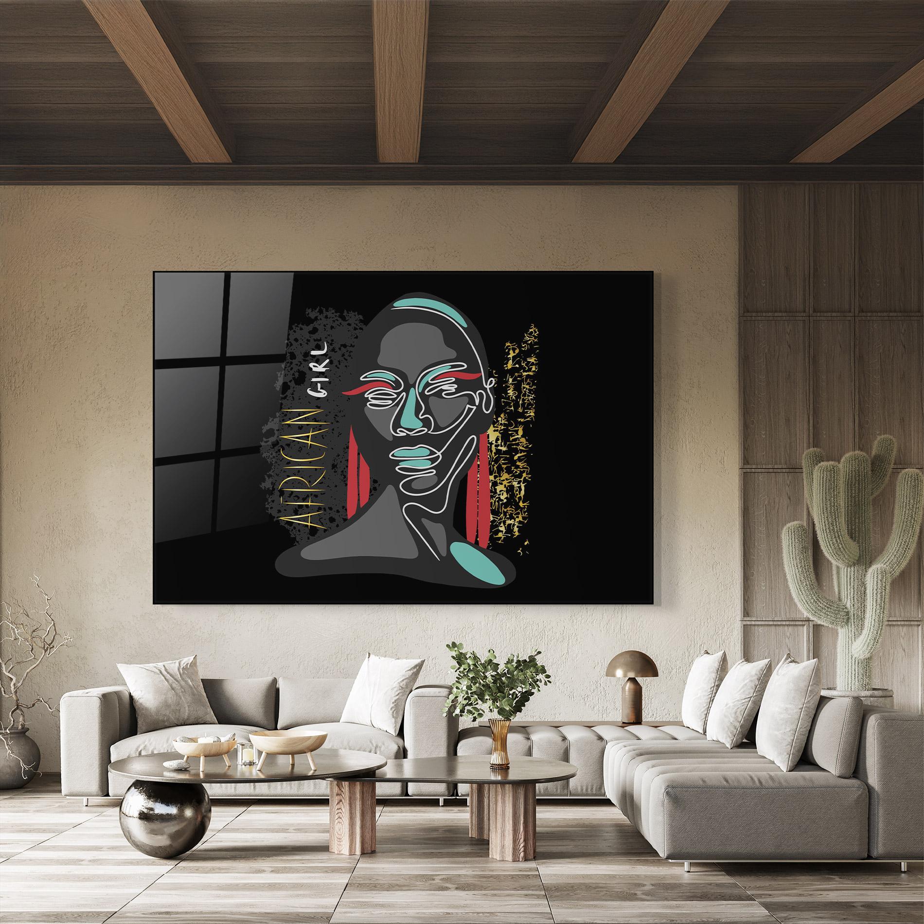 Glasbild Gold African Girl mockup 8