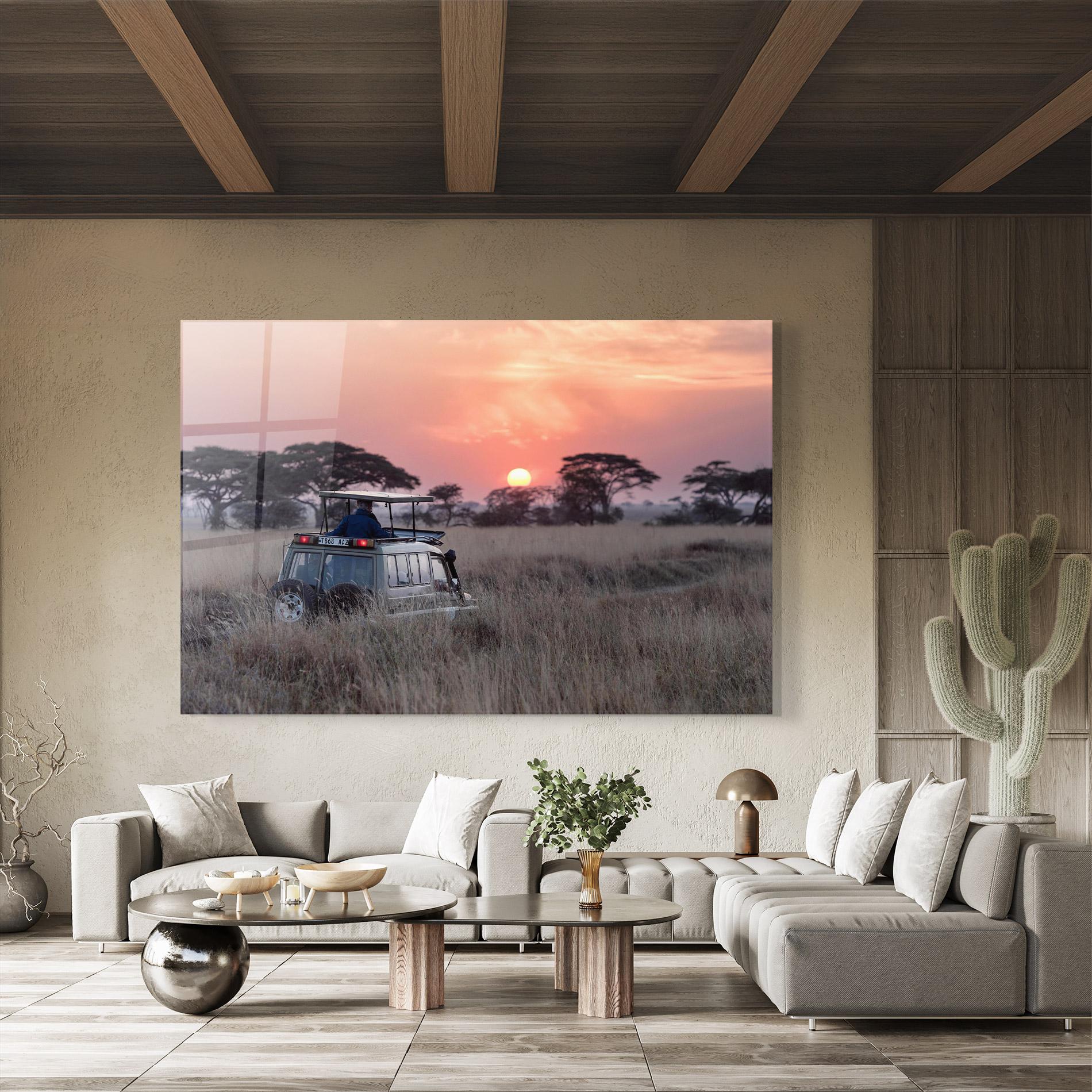 Glasbild Sunset Wild Car mockup 8