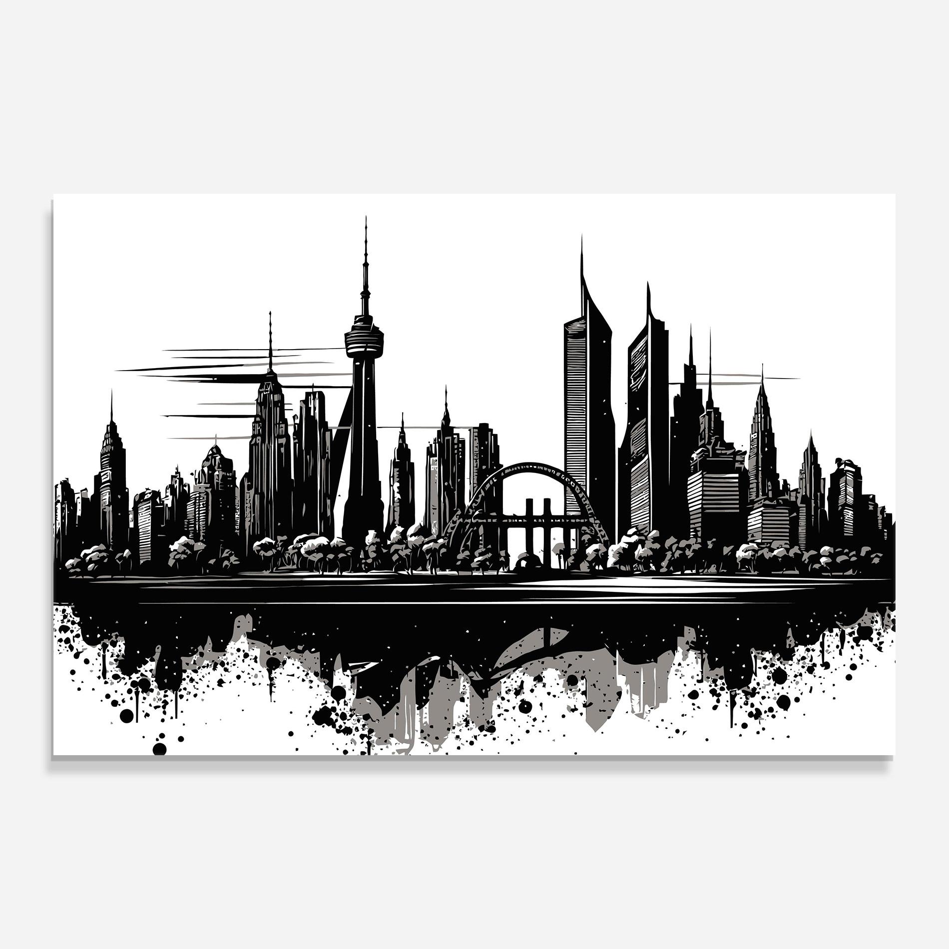 Glasbild Black Ink City mockup 0