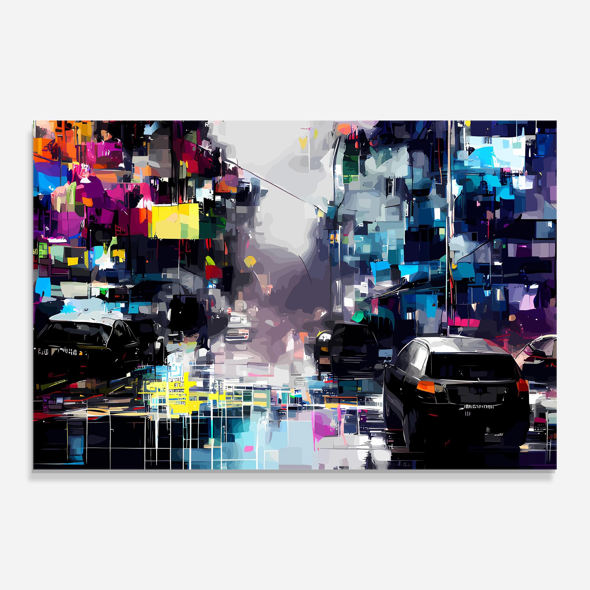 Glasbild Grunge City Street mockup 0