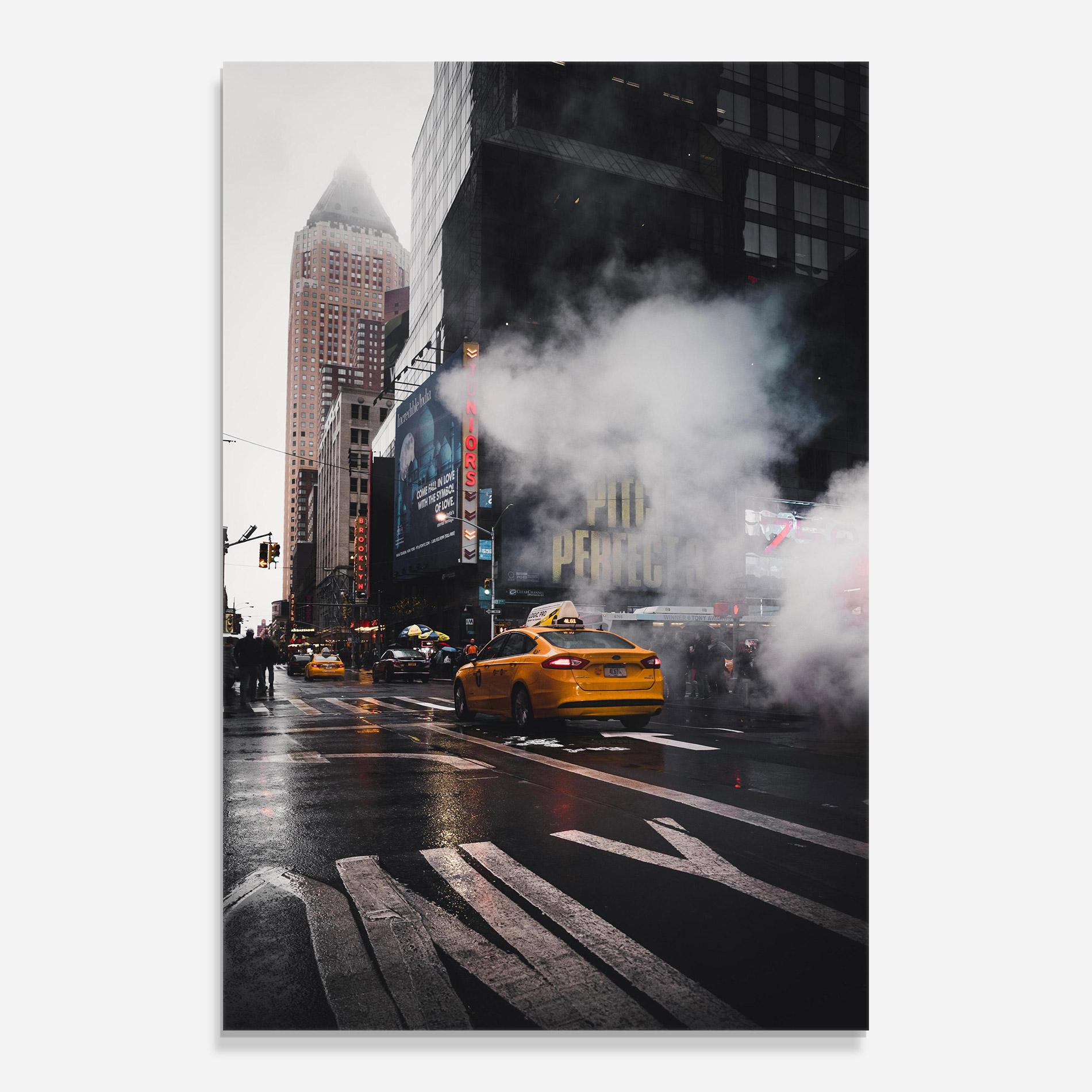 Glasbild Taxi Smoke City mockup 0